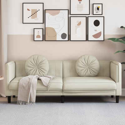 vidaXL Sofa Sofa mit Kissen 3-Sitzer Creme Samt