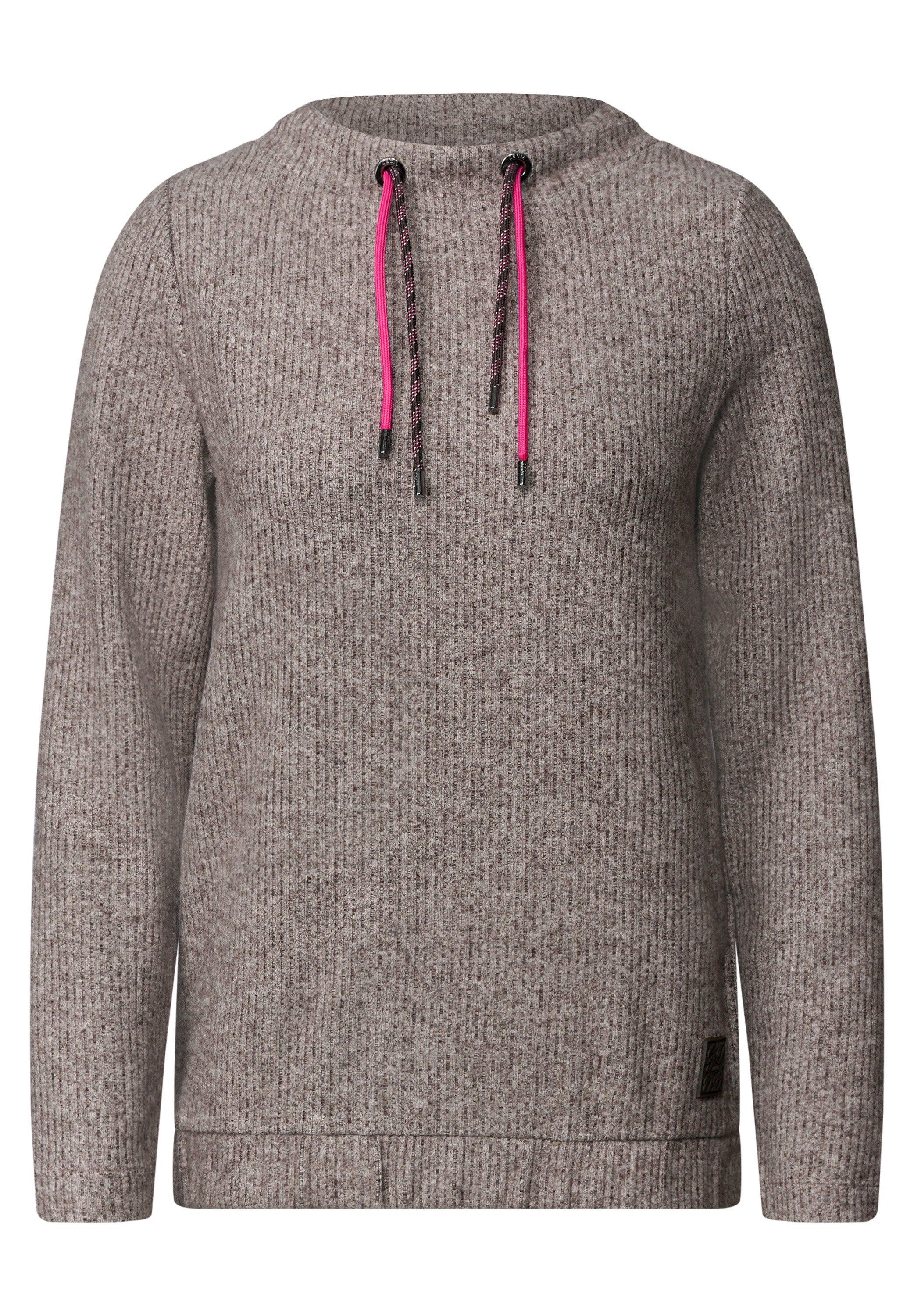 CECIL Strickpullover Shirt in Rippstruktur mit Funnel Neck