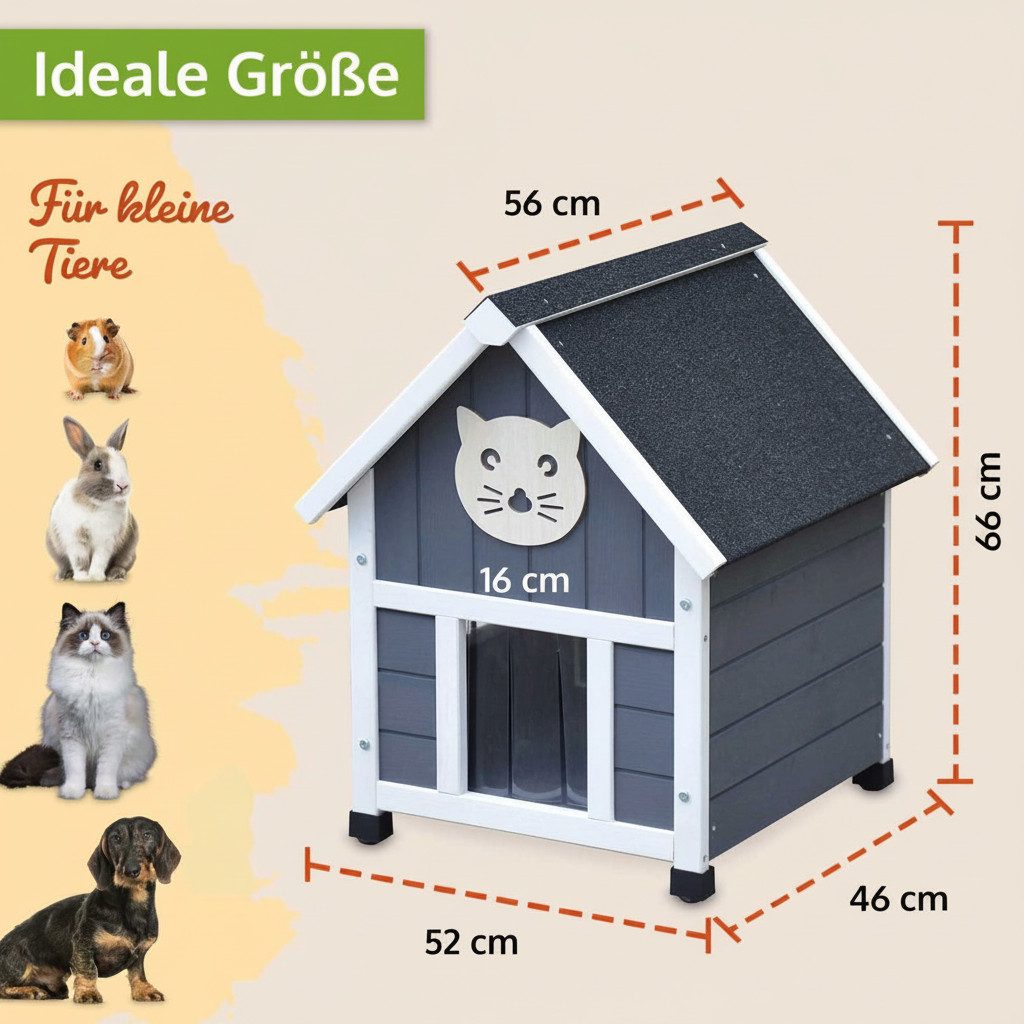 Zooprinz Tierhaus Tiger XXL, Wetterfest & Winterfest, Bitumendach, höhenverstellbar, Lamellen 16 x 20 cm