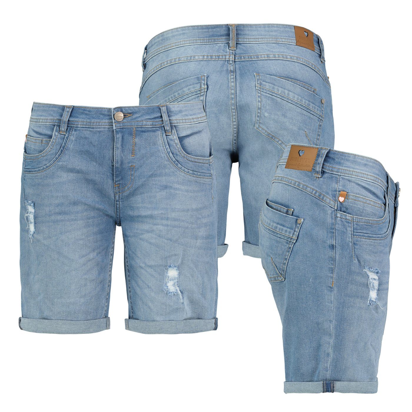 Shorts Bermuda Denim Hellblau Short Kurze SUBLEVEL Jeans Damen Stretch Bermudas Denim Shorts Hose