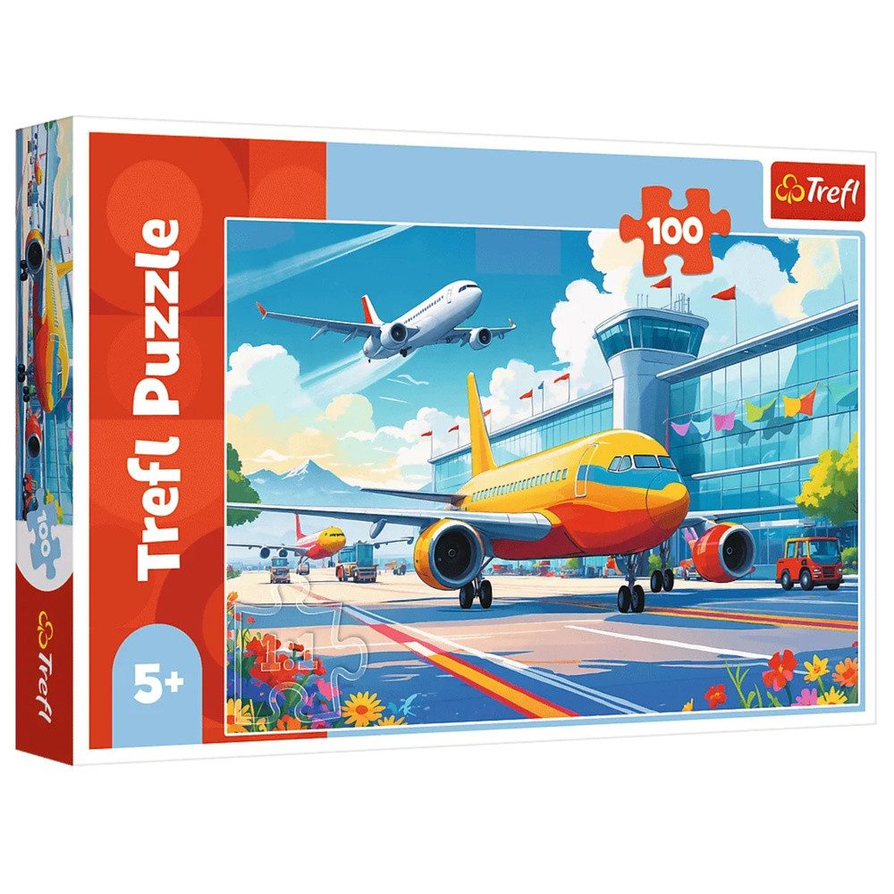 Trefl Puzzle Kinderpuzzle Flugzeugpuzzle Legespiel, 100 Puzzleteile, Flugzeugmotiv, kalandriertes Papier, lichtreflektierend