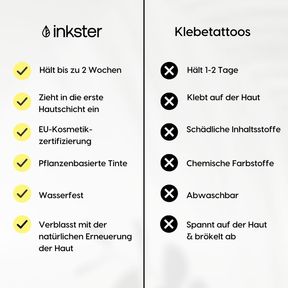 Inkster Schmuck-Tattoo Abstrakte Tattoos, Vegane & EU-Kosmetikzertifizierte Farbe, wasserfestes temporäres Tattoo, 2 Wochen Halt