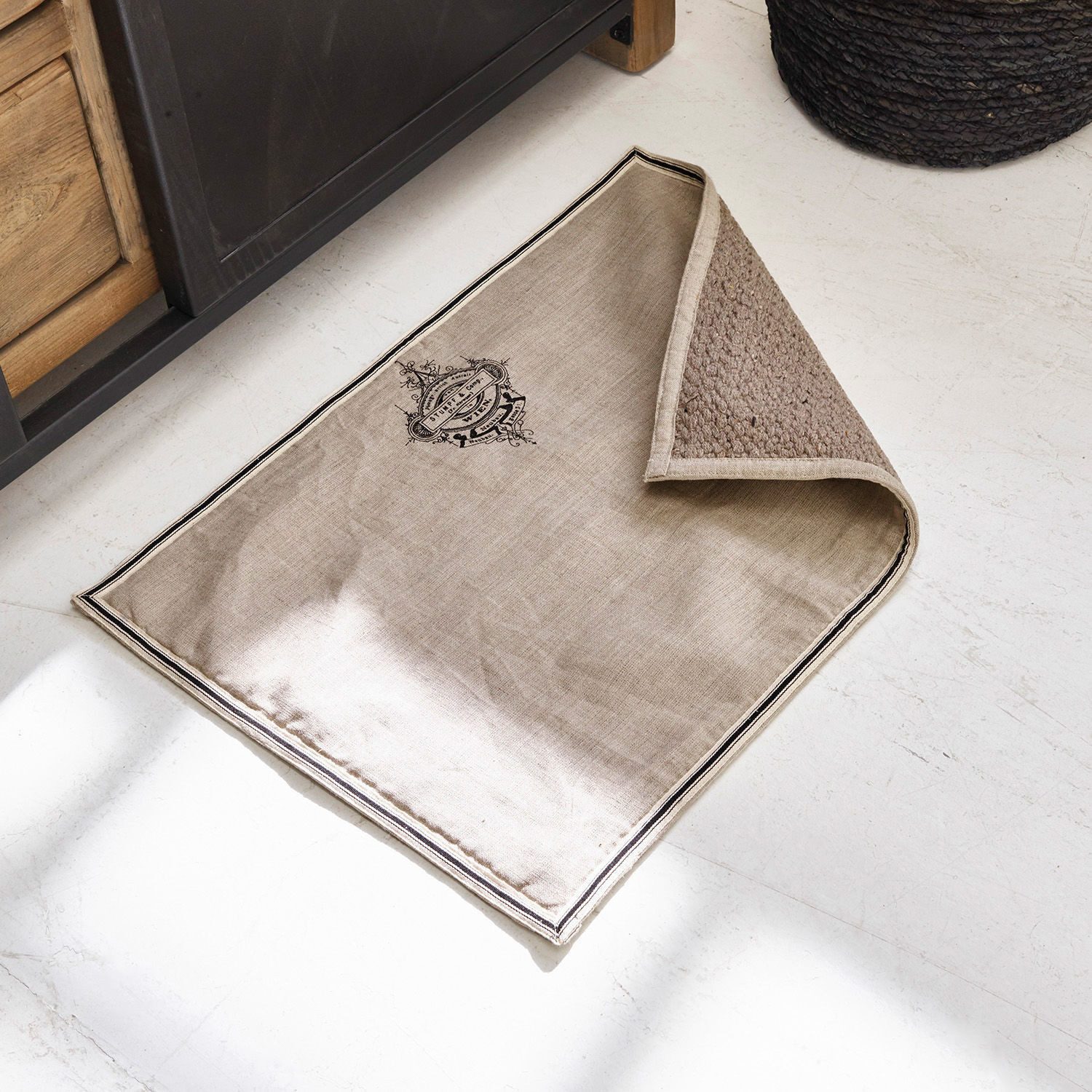 Mirabeau Badematte Badematte Rania beige, Höhe 400 mm, 100% Baumwolle, Unterseite: 100% Leinen