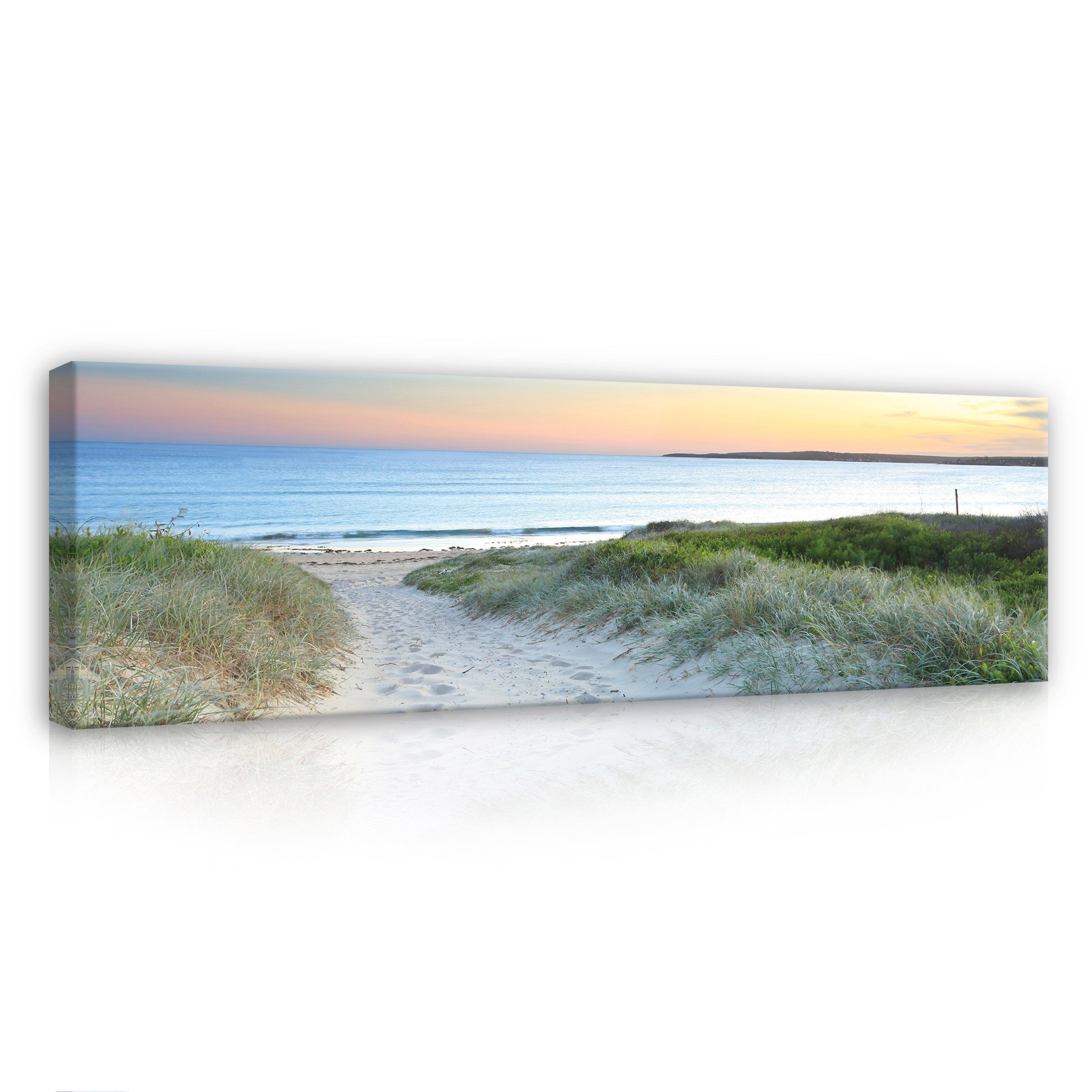 Groß Wandbild Aufhängefertig cm, St), 145x45 Meer Leinwandbild Strand Bild Modern Leinwandbild (Einteilig, Landschaft Leinwand XXL Bilder Natur Leinwandbilder Wallarena 1