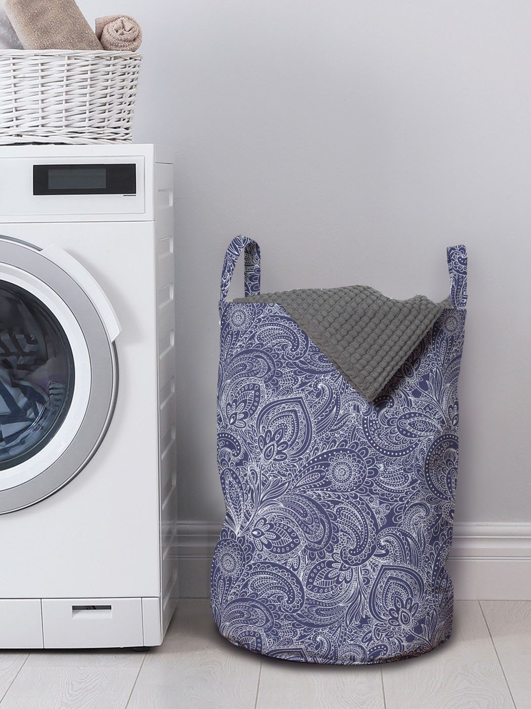 Wäschesäckchen Waschsalons, und Jahrgang mit Kurven Dots Mini Abakuhaus für Wäschekorb Griffen Kordelzugverschluss