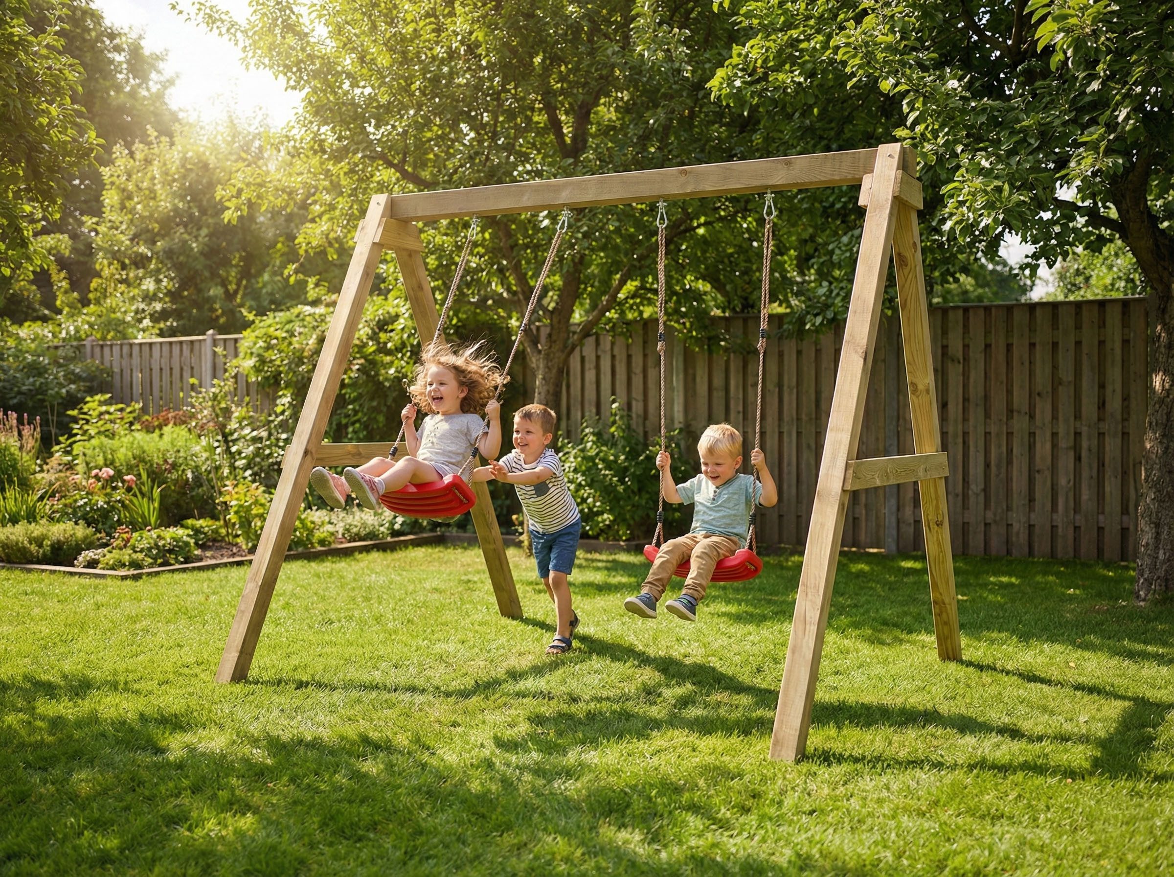 FUNGOO Doppelschaukel MaxPlay - Swing, mit Sitzen und Bodenankern