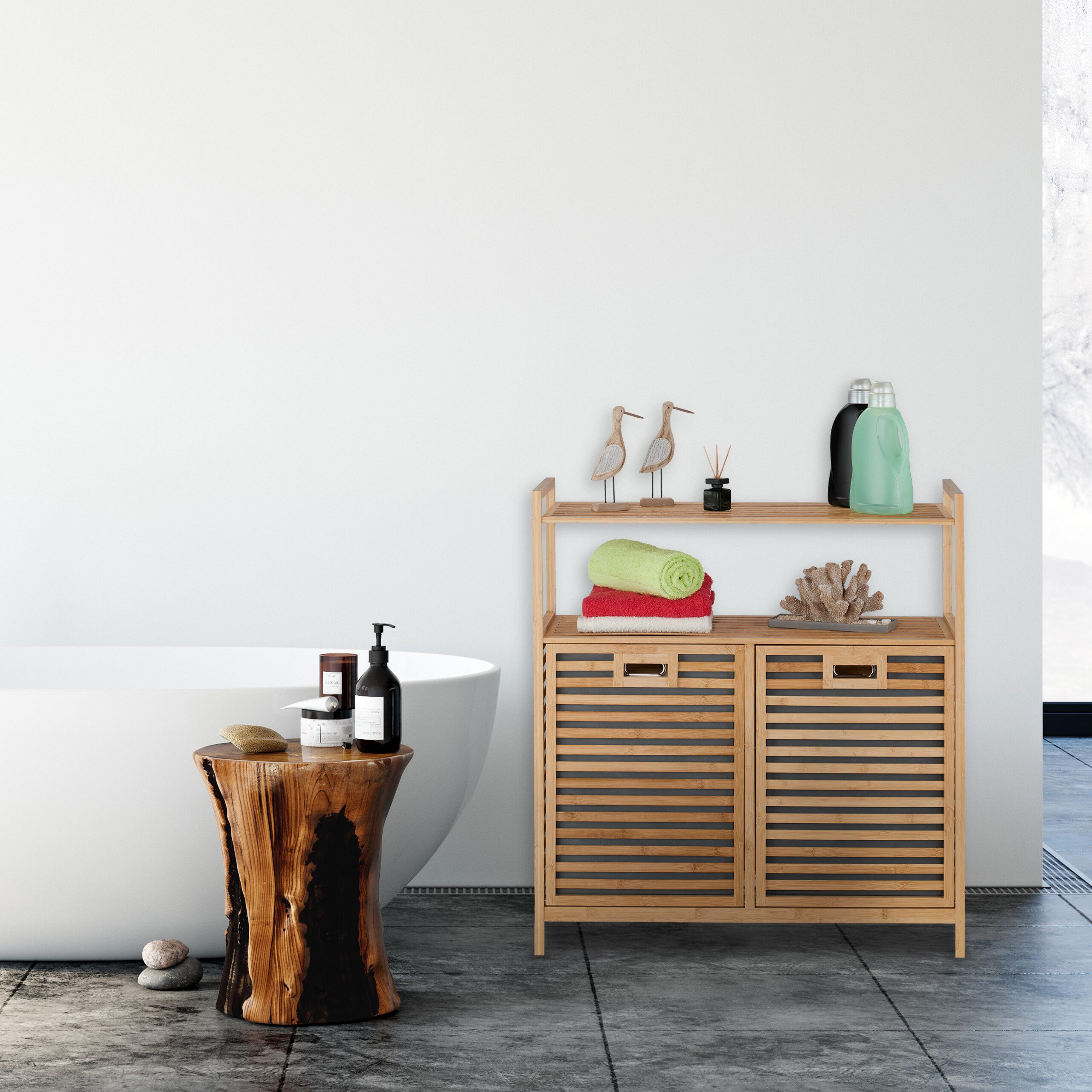 relaxdays Wäschekorb mit 2 Ablage günstig online kaufen