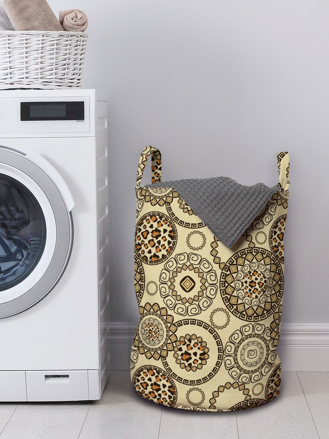 Abakuhaus Wäschesäckchen Wäschekorb mit Waschsalons, Griffen Kordelzugverschluss für Tierdruck Kreisförmig