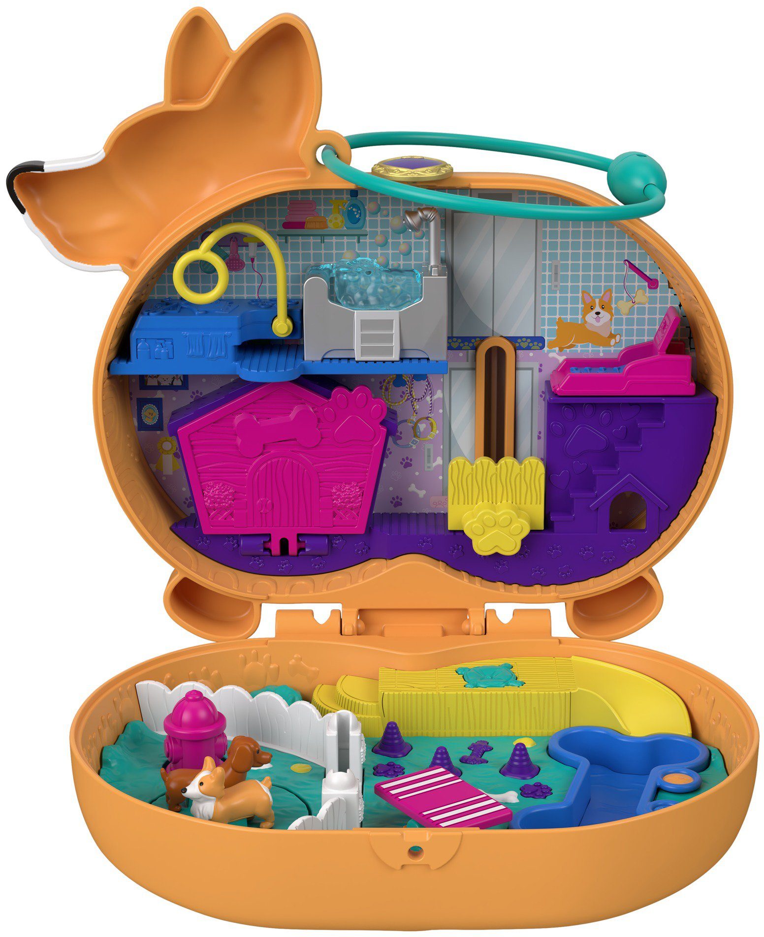 Polly Pocket Spielwelt Corgi-Hundehotel Schatulle, Sammelfigur