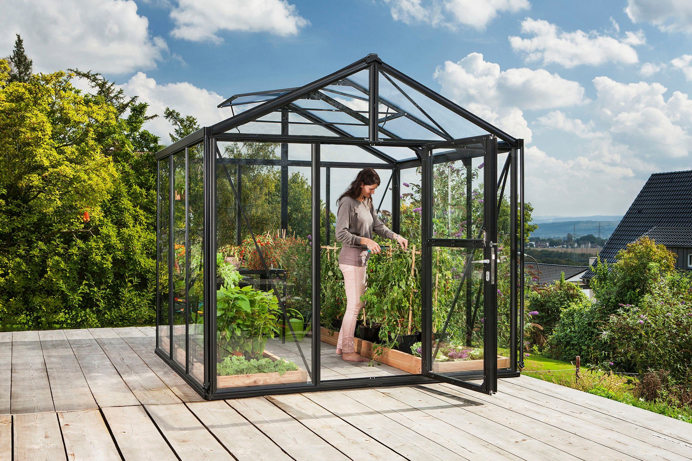 Vitavia Gewächshaus Zeus 6200, BxTxH: 258,4 x 242 x 250,4 cm, 3 mm Wandstärke, Alu-Profile, 3 mm Sicherheitsglas, Dach 10 mm Hohlkammerplatten