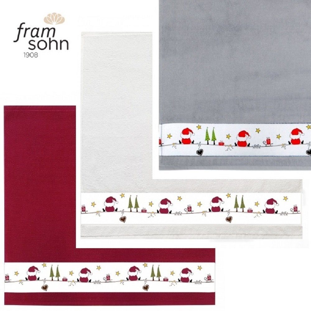 framsohn frottier Geschirrtuch framsohn Geschirrtuch 'Xmas Santa' Zwirnfrottier 50 x 50 cm, (1-tlg) Bordeaux