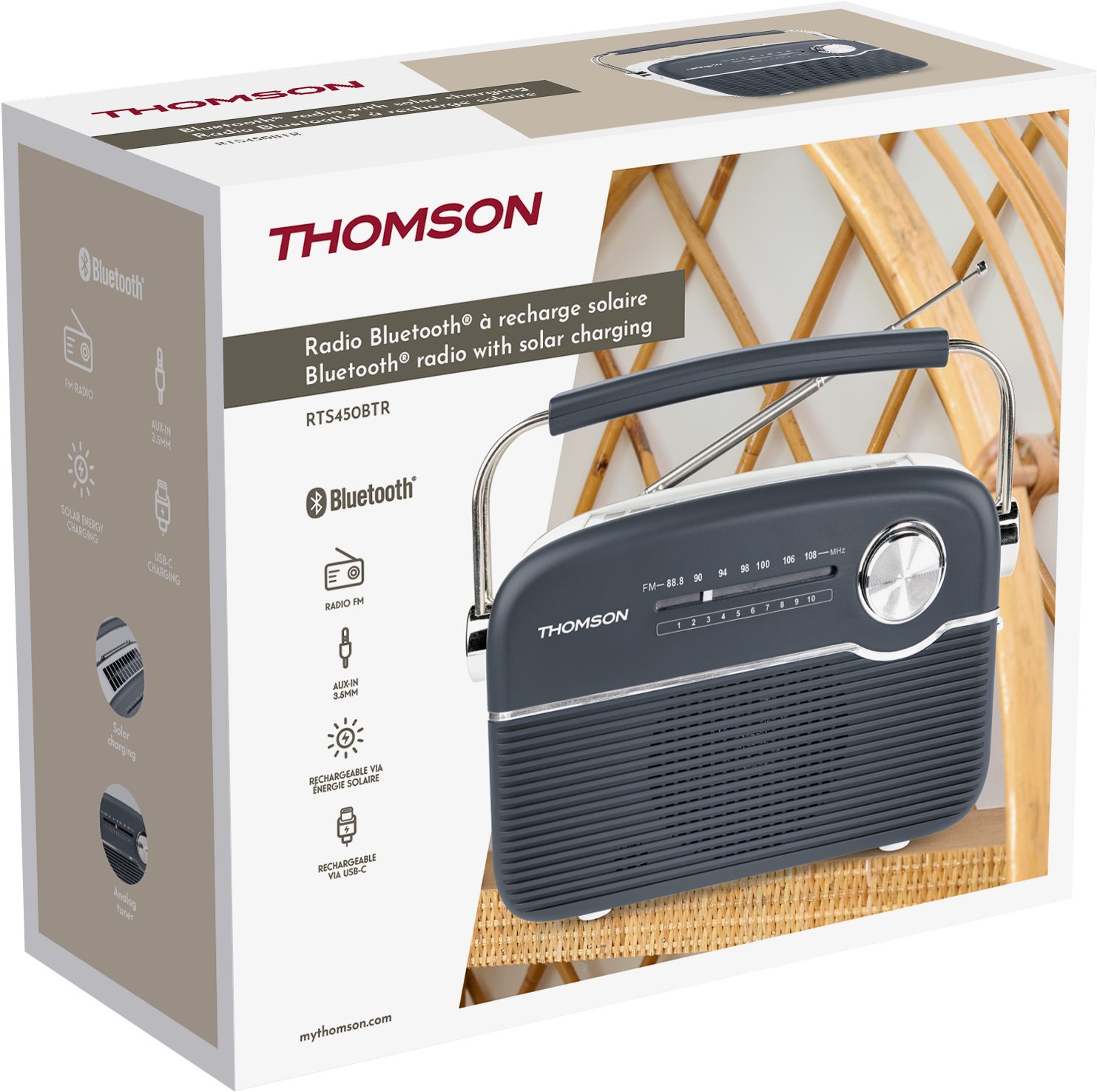 Thomson Thomson Bluetooth-Radio mit Solaraufladung RTS450BTG Notfallradio