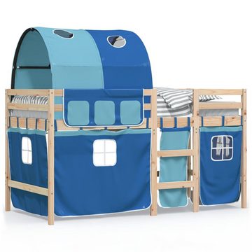 vidaXL Bett Kinderhochbett mit Tunnel Blau 90x190 cm Massivholz Kiefer