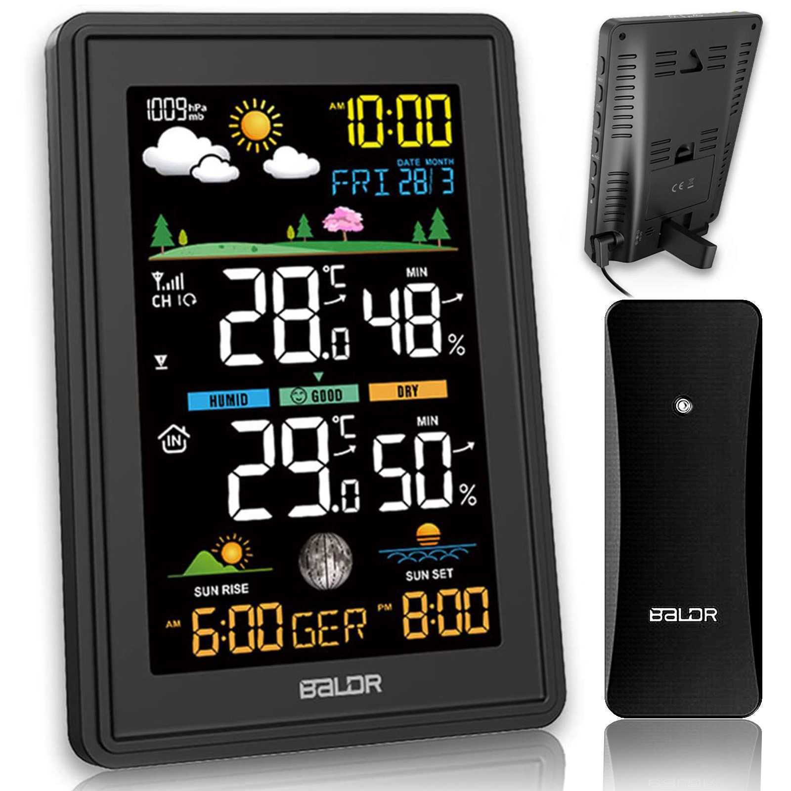 Funkwetterstation Wetterstation Digital Wetteruhr Klimamonitor Thermometer