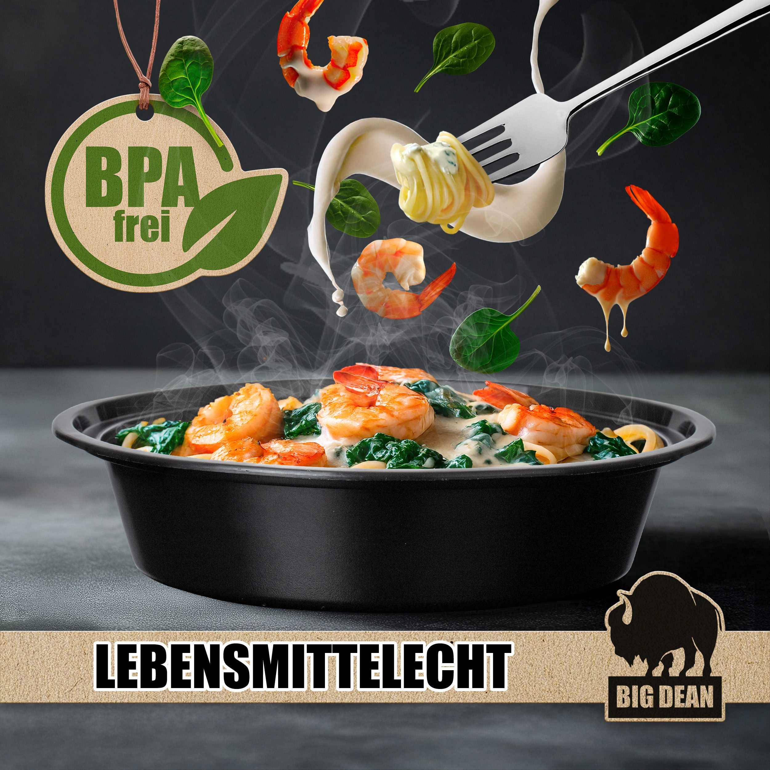 BigDean Lunchbox 15 Stück runde Meal Prep Boxen 700ml BPA frei wiederverwendbar, Kunststoff, (Set, 15-tlg., Meal Prep, Behälter + Deckel), Gefrier & Mikrowellen – Bild 4 von 5