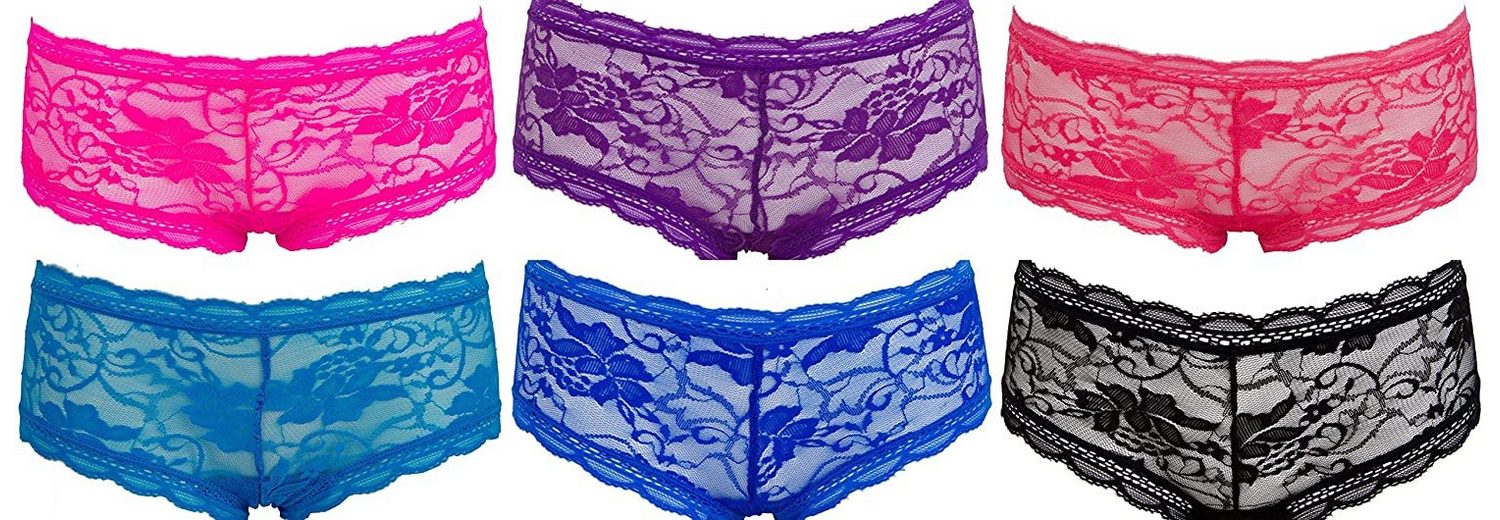 AvaMia Panty »6er Pack Pantys mit Spitze Uni Hotpants Hipster French
