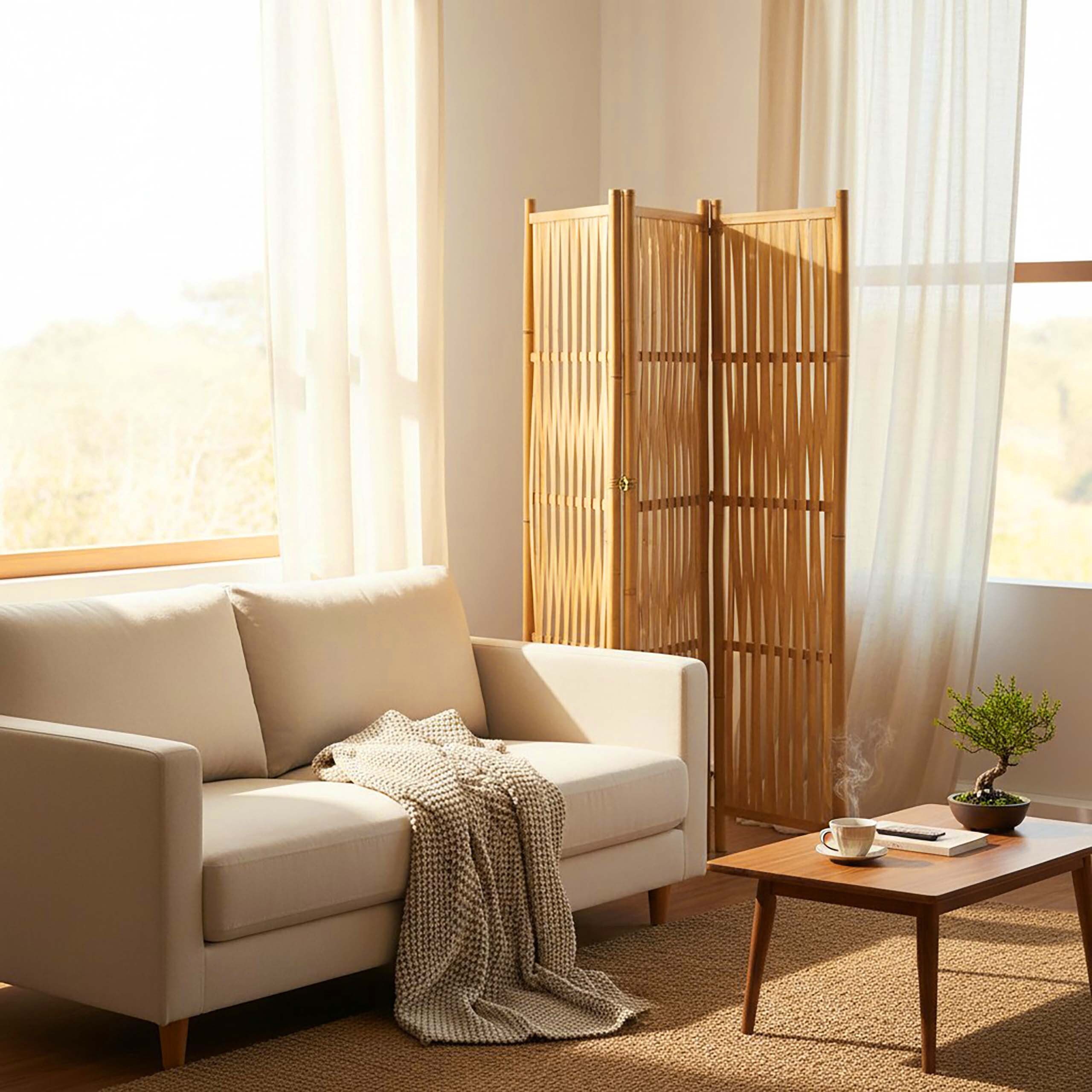 relaxdays Paravent Bambus Paravent 3-teilig (3 St) – Bild 5 von 5