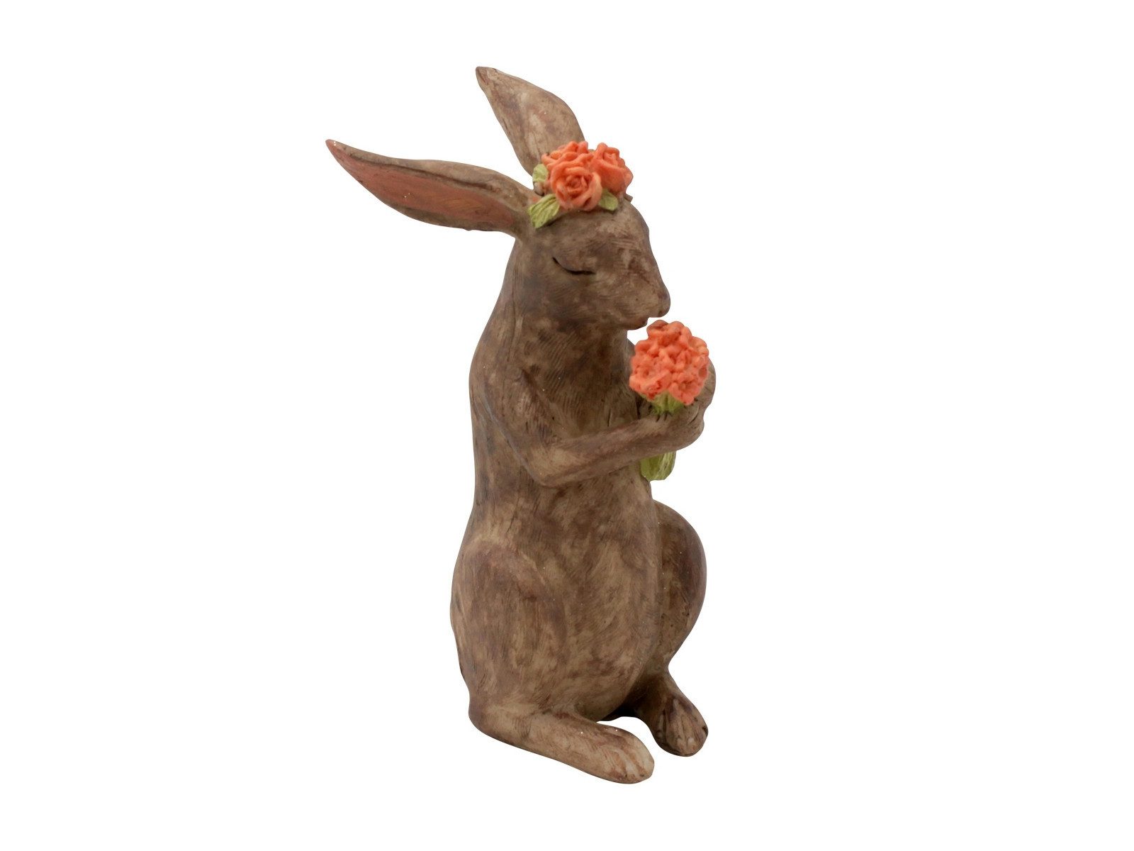 Fitz And Floyd Keramik Hase Dekofigur - Sitzender Wiesenhase Mit Blumen & Vogel, 25,4 Cm, Für Frühling & Ostern