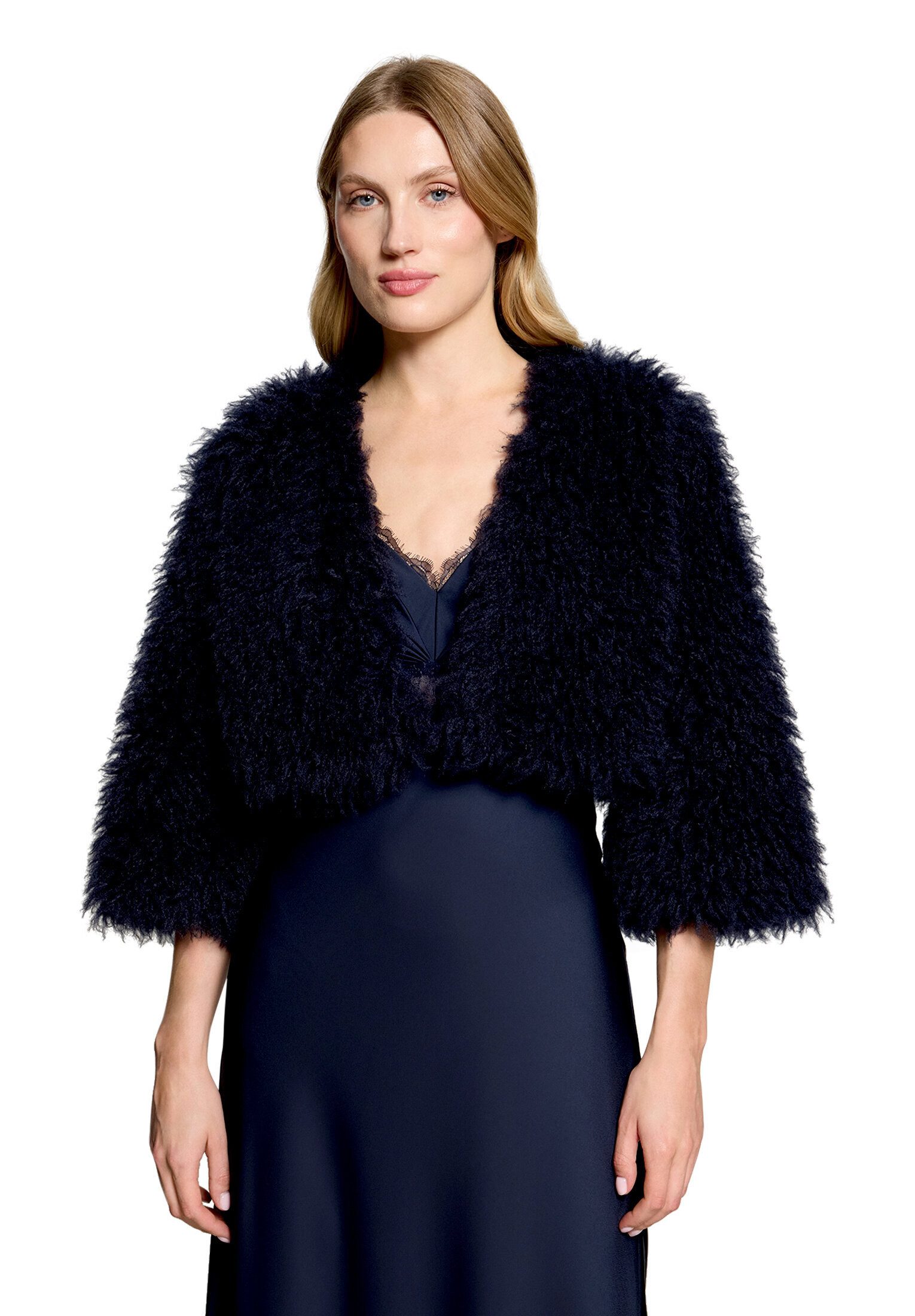 Vera Mont Fellimitatjacke Damen mit Rundhalsausschnitt
