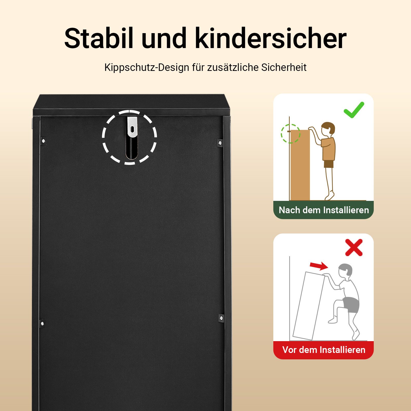 SoBuy Badkommode BZR203, Badezimmerschrank schmal Kommode, verstellbare Ablagen, Badzimmer