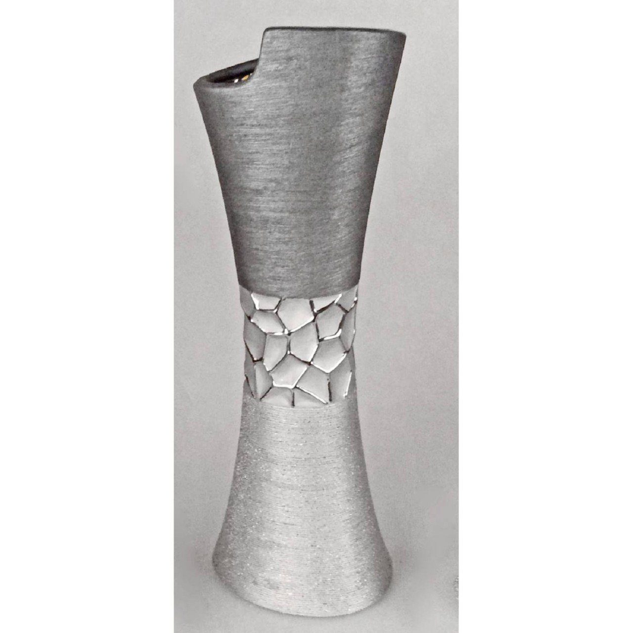 Keramik Stones, Silber Dekovase formano L:14cm Modern H:39cm B:10.5cm