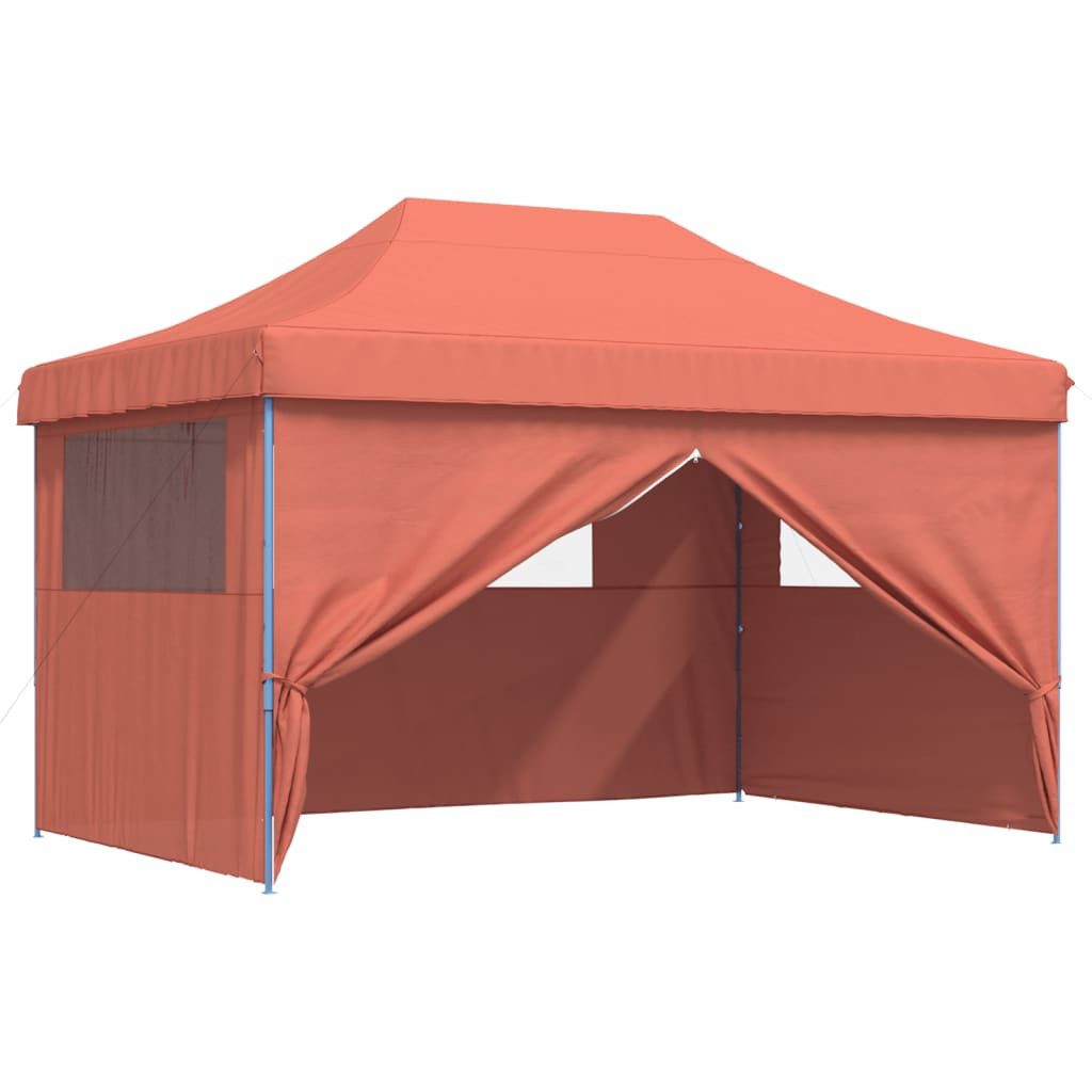 Pavillon Partyzelt Faltbar Pop-Up mit 4 Seitenteilen Terrakottarot Pavillon