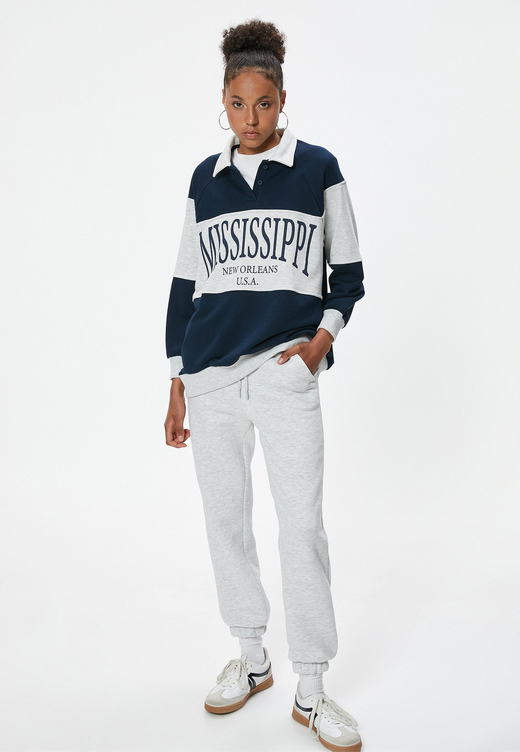 Koton Sweatshirt Polokragen Mit Farbblock