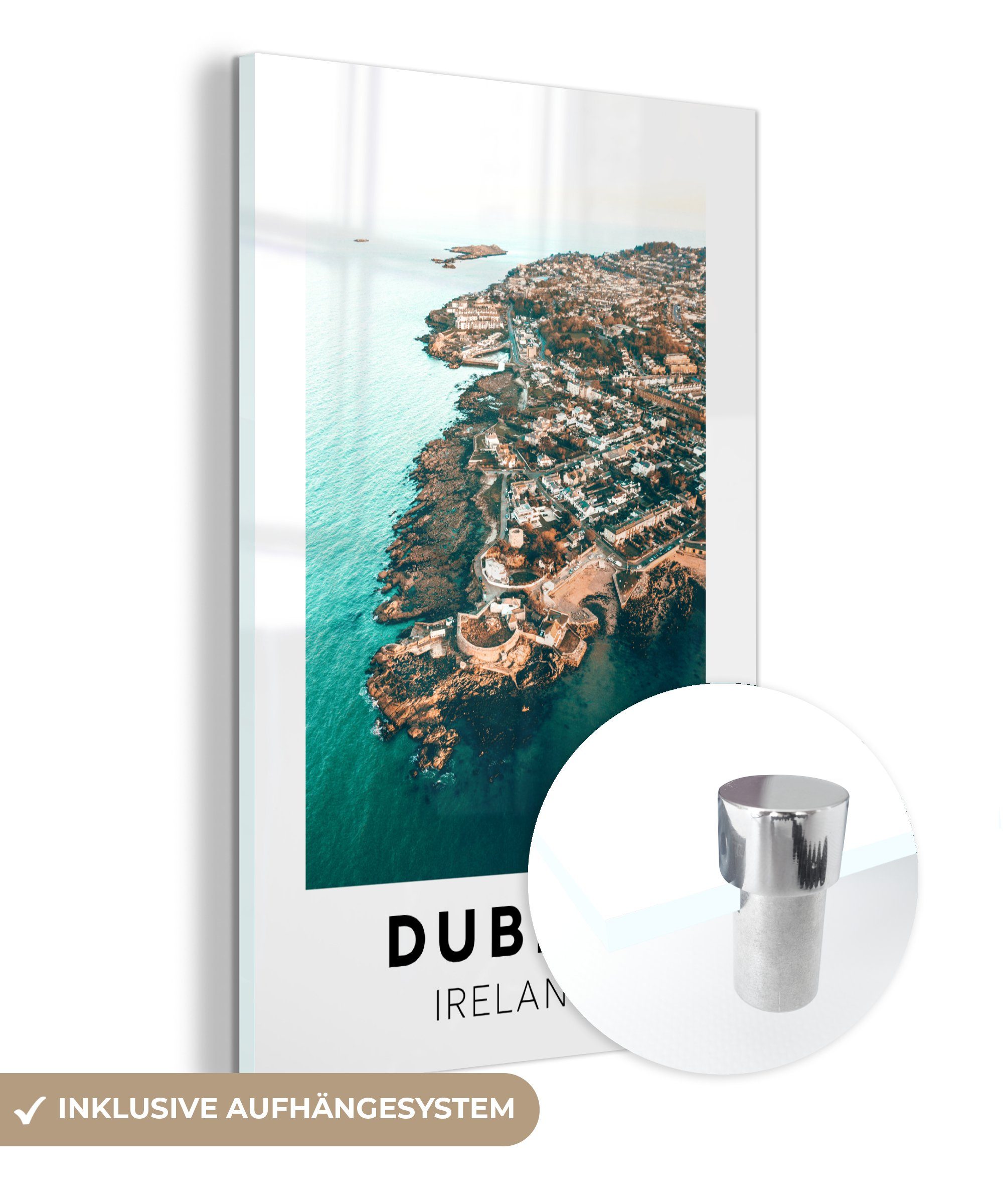 - (1 Glas Acrylglasbild - auf Wanddekoration Foto Irland Wandbild Meer, St), - Glas auf MuchoWow Dublin - Bilder Glasbilder -