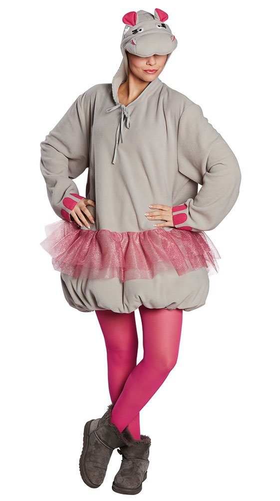 Karneval-Klamotten Kostüm Witziges Nilpferd für Herren und Damen, Nilpferdoberteil im Ballerina-Design Tierkostüm Erwachsene