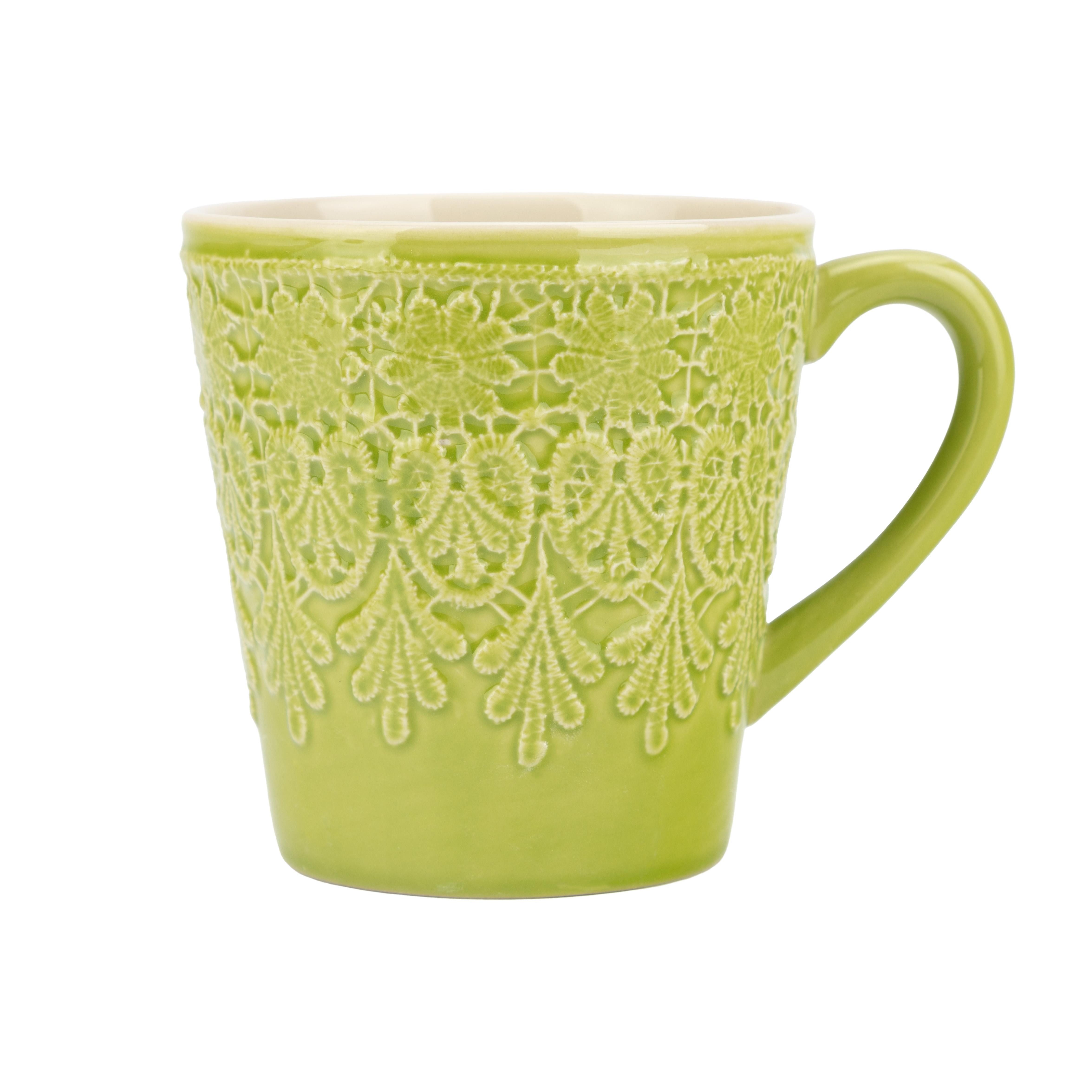 El Puente Becher Großer Kaffeebecher "Bloom" aus Keramik in Grün, Handmade, Keramik, Handmade