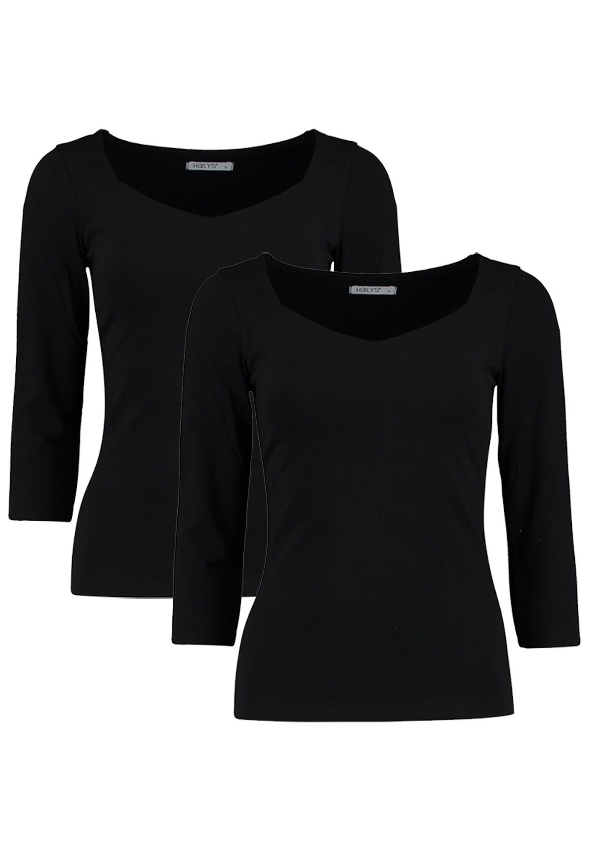 HaILY’S T-Shirt Dünnes 3/4 Arm Shirt 2-er Stück Set Stretch Longsleeve NOA (2-tlg) 4691 in Schwarz-2