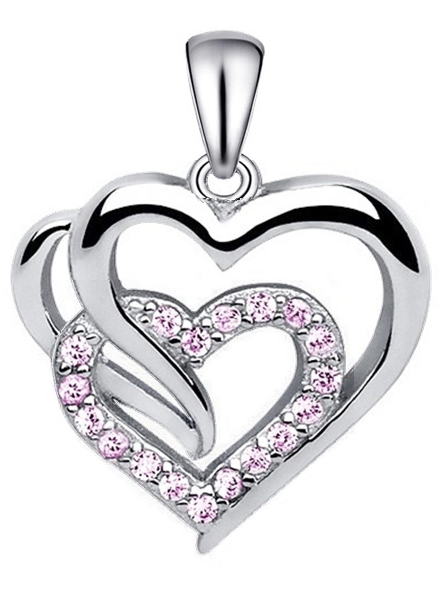 Goldene Hufeisen Herzanhänger Herz Anhänger aus 925 Silber mit Zirkonia Kristall Kettenanhänger (1 Stück, inkl. Geschenkbox), Rhodiniert