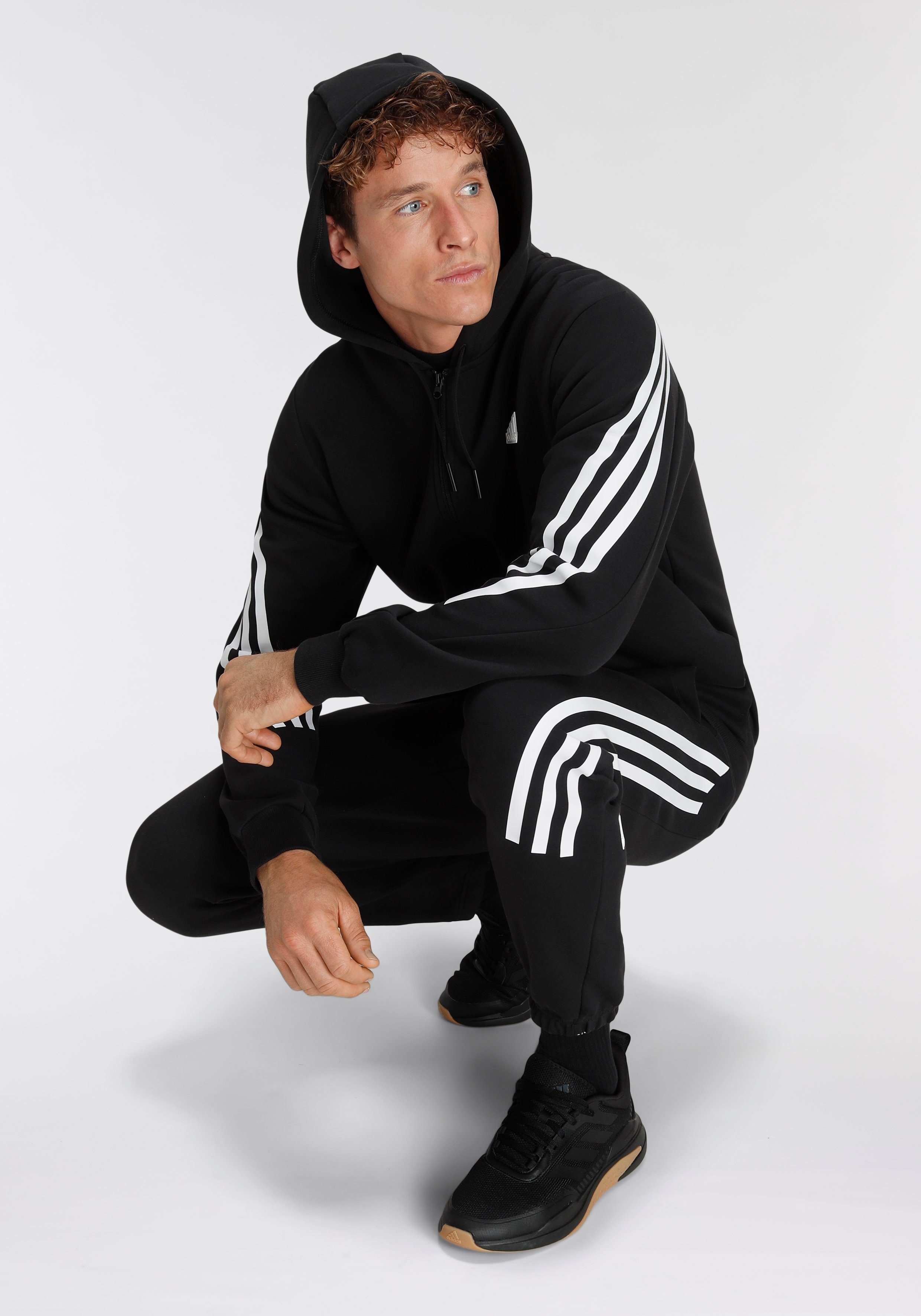 ICONS Sweatshirt / Sportswear 3STREIFEN White adidas FUTURE KAPUZENJACKE Black