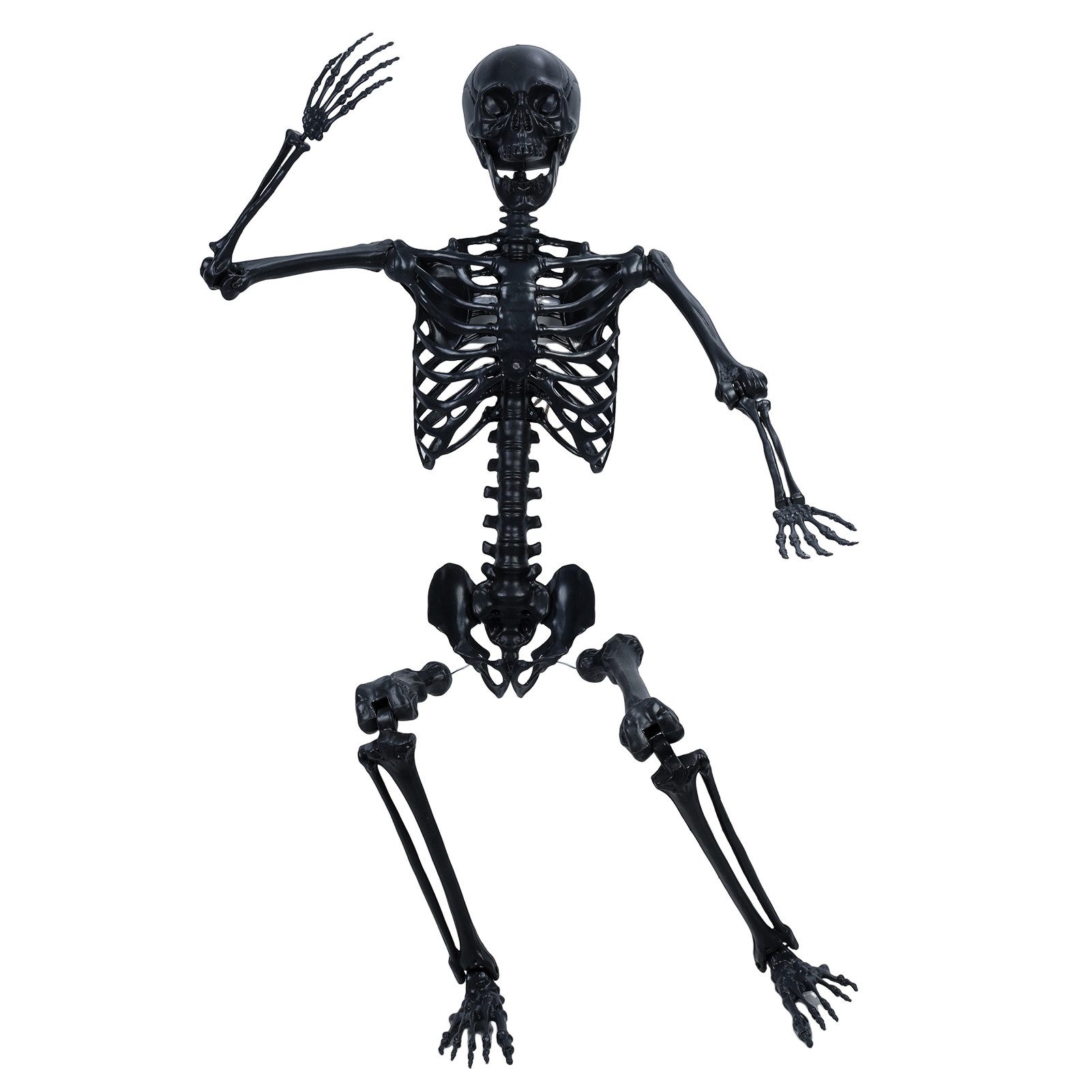 Rutaqian Hängedekoration Skelett, Schwarzer Halloween Dekor, Bewegliche Gelenke