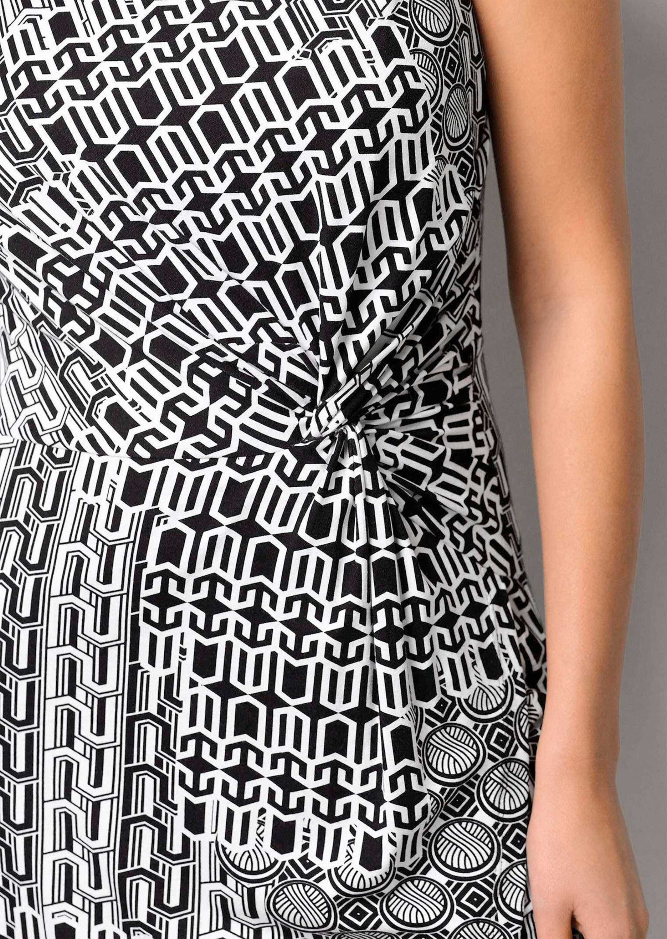 Alba Moda Jerseykleid Figurbetontes Midikleid in Wickeloptik Modernes Design mit Rundhalsausschnitt und Allover-Muster