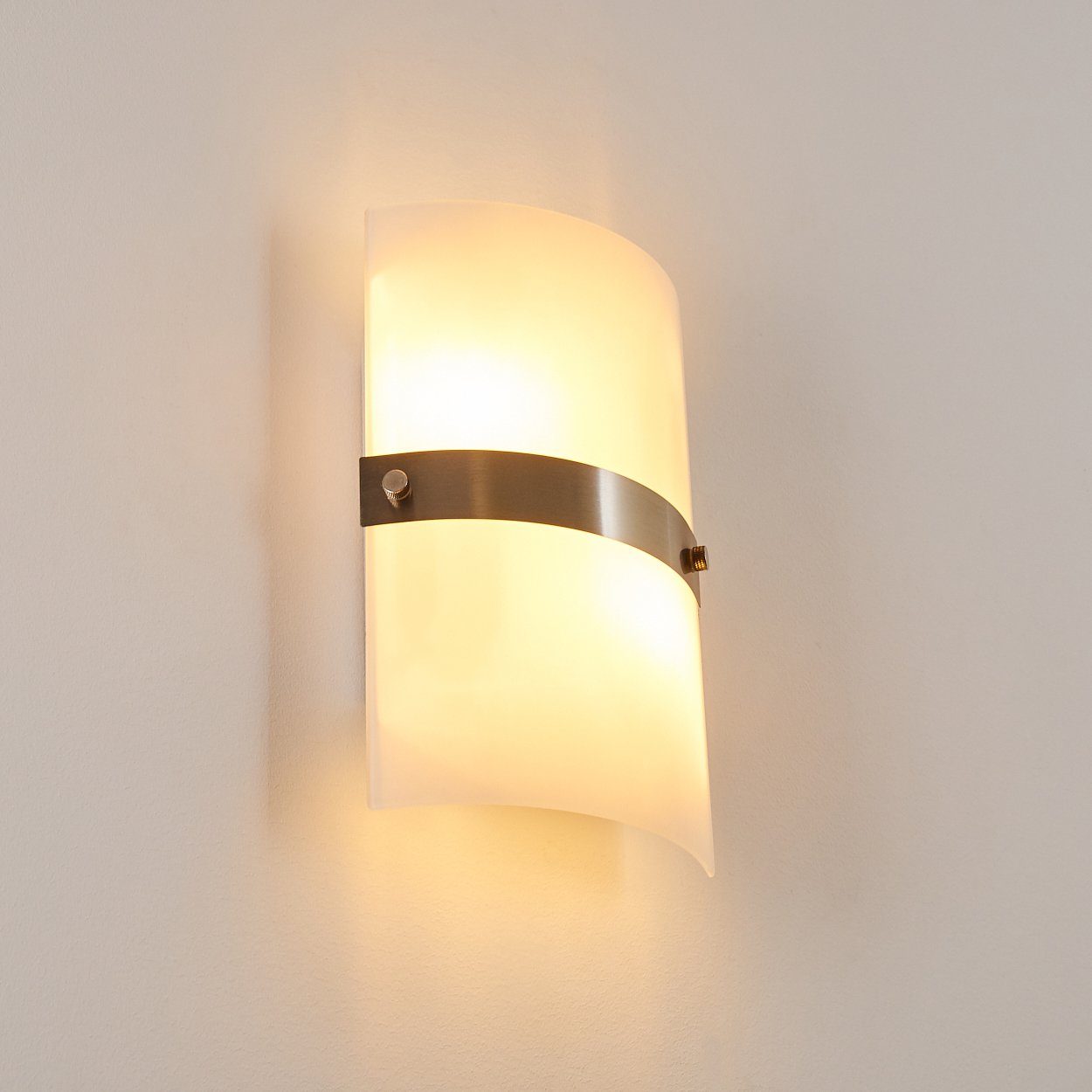 »Usi« Edelstahl/Weiß, ideal Moderne hofstein den eckiger Hausflur Wandspot aus ohne Wandleuchte in Metall/Glas für Leuchtmittel, Wandlampe