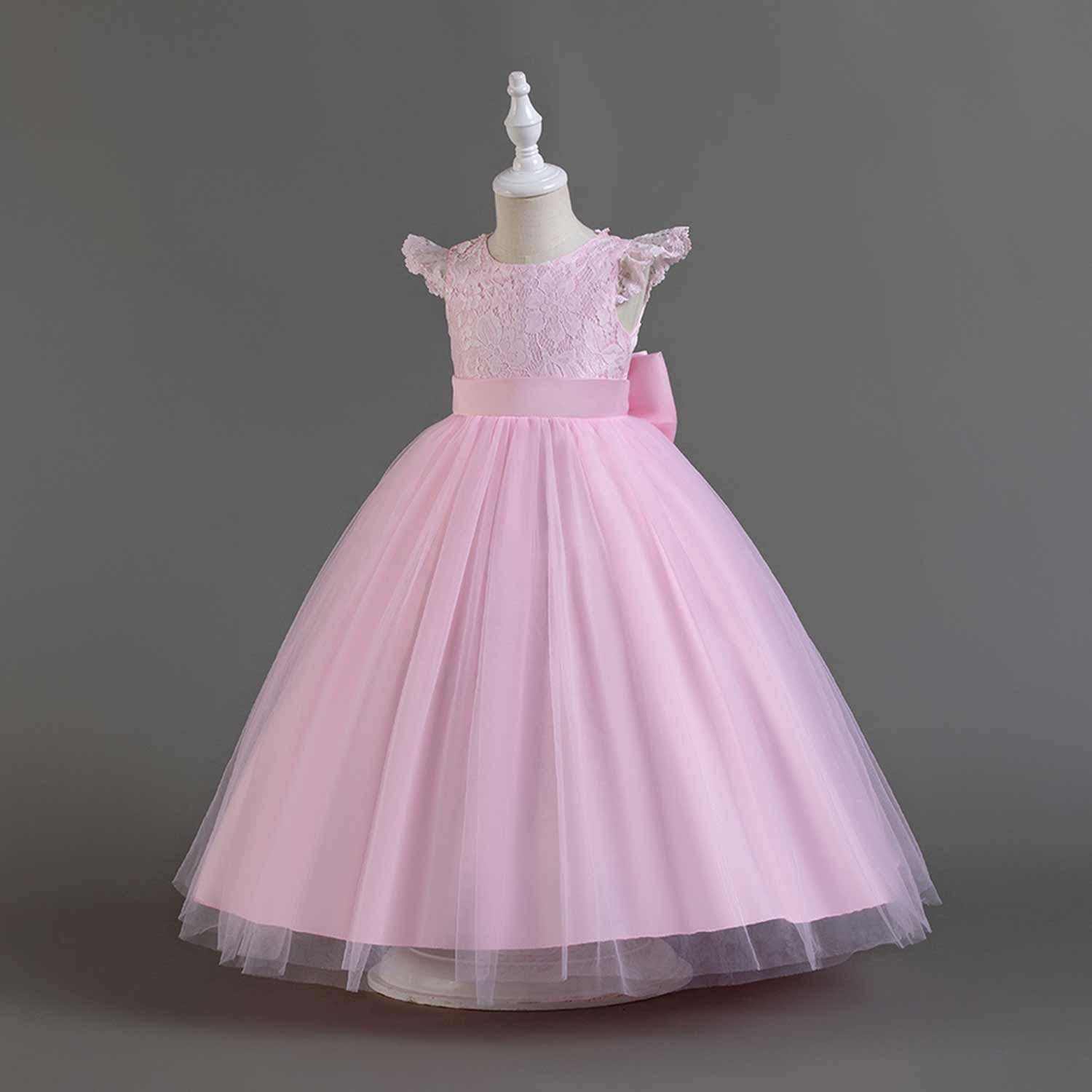 Daisred Rosa Blumenmädchen Tüllkleider Abendkleid Kinderkleider Prinzessinnenkleid