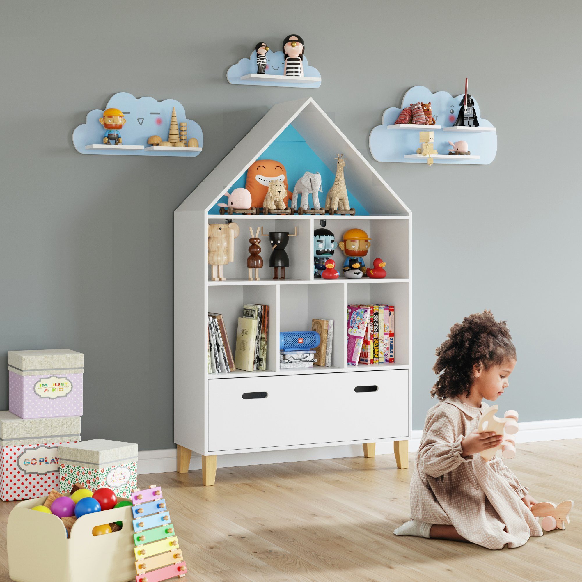 Homfa Bücherregal, Bücherschrank, Schublade, Kinder-Bücherregal, Spielzeug- Aufbewahrung online kaufen | OTTO