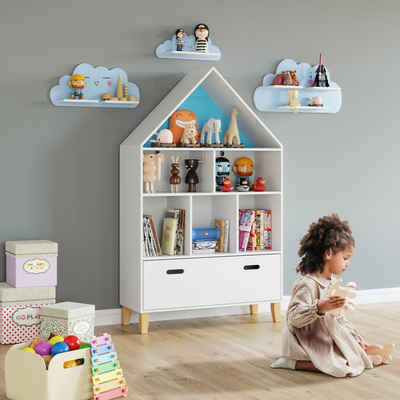 Homfa Bücherregal, Bücherschrank, Schublade, Kinder-Bücherregal, Spielzeug-Aufbewahrung