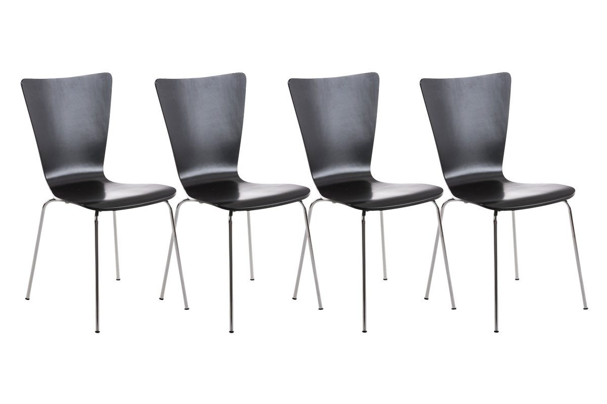 CLP Besucherstuhl Aaron (4er Set), mit Holzsitz und Metallgestell