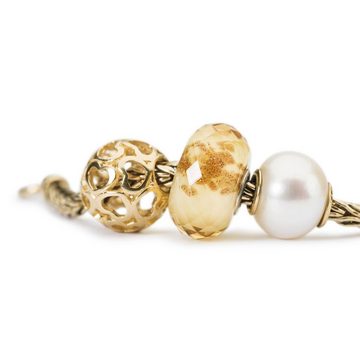 Trollbeads Bead Weiße Perle mit Gold, TAGBE-00086