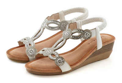 LASCANA Sandale Sandalette mit Schmucksteinen und elastischen Riemen