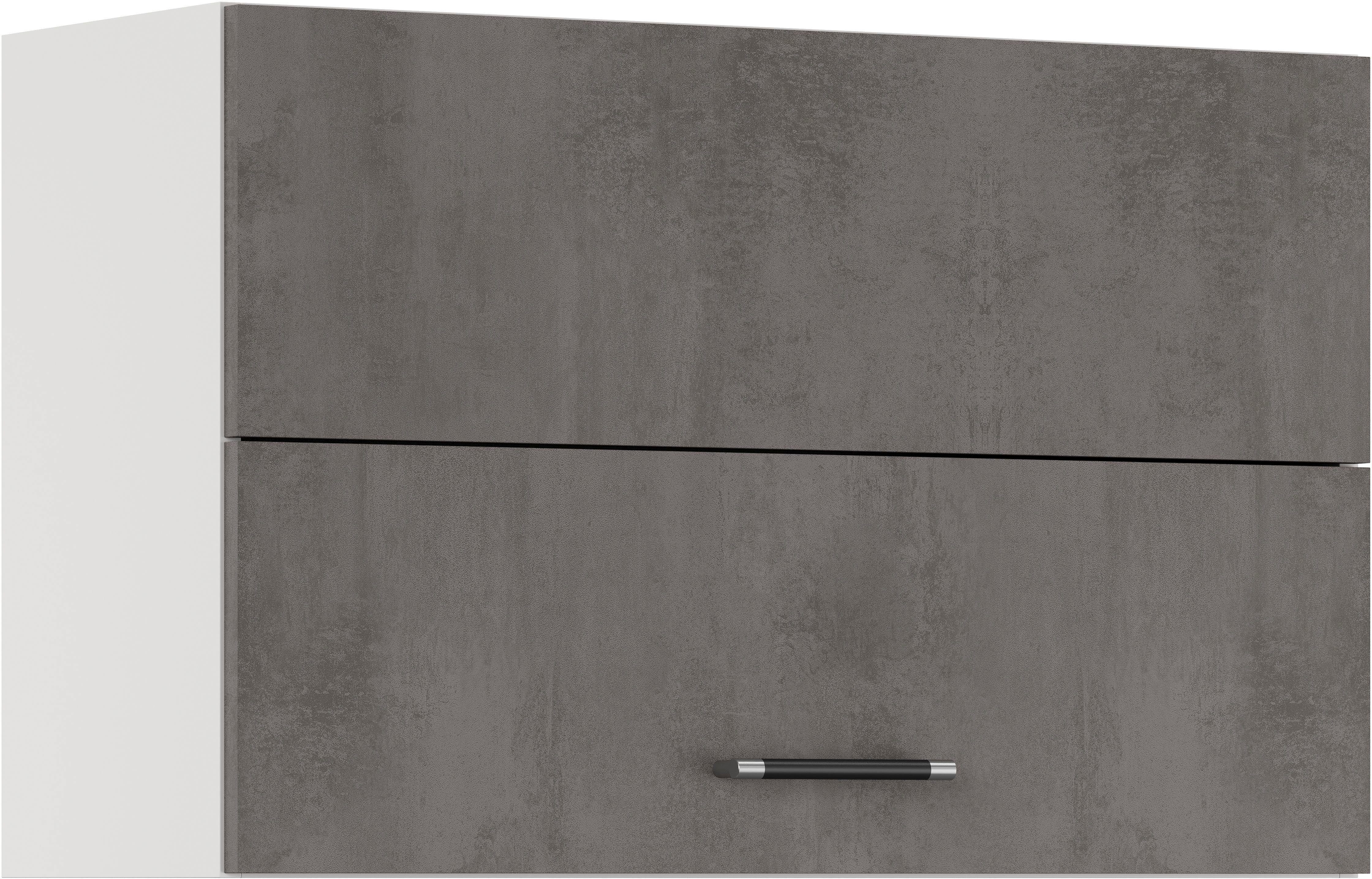 mit Fronten Grey IMPULS Space bestehend | Faltlifthängeschrank Schiefer 2 aus dunkelgrau Falt-Lifttür KÜCHEN Beton-Optik