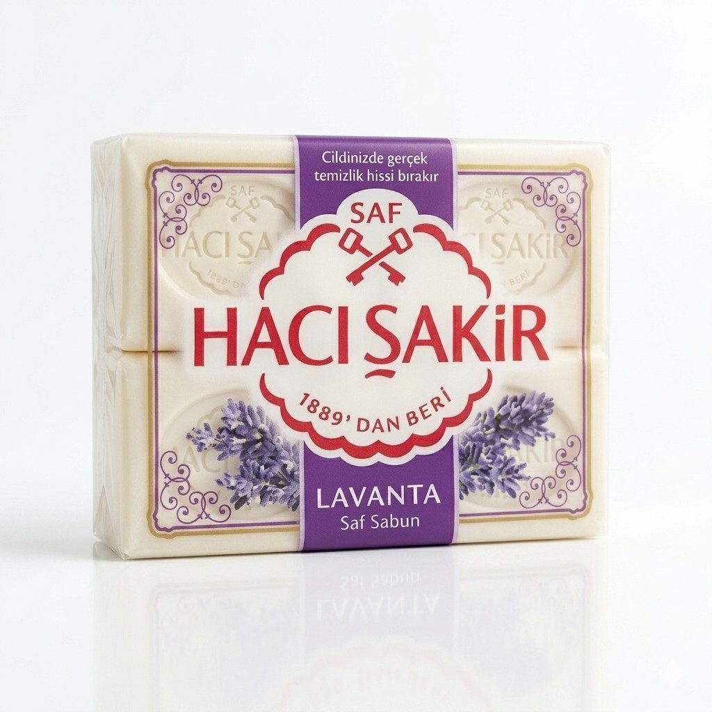 Haci Sakir Seifen-Set Lavendel Kernseife 4x 150 g, 4-tlg., angenehm duftend und schäumend