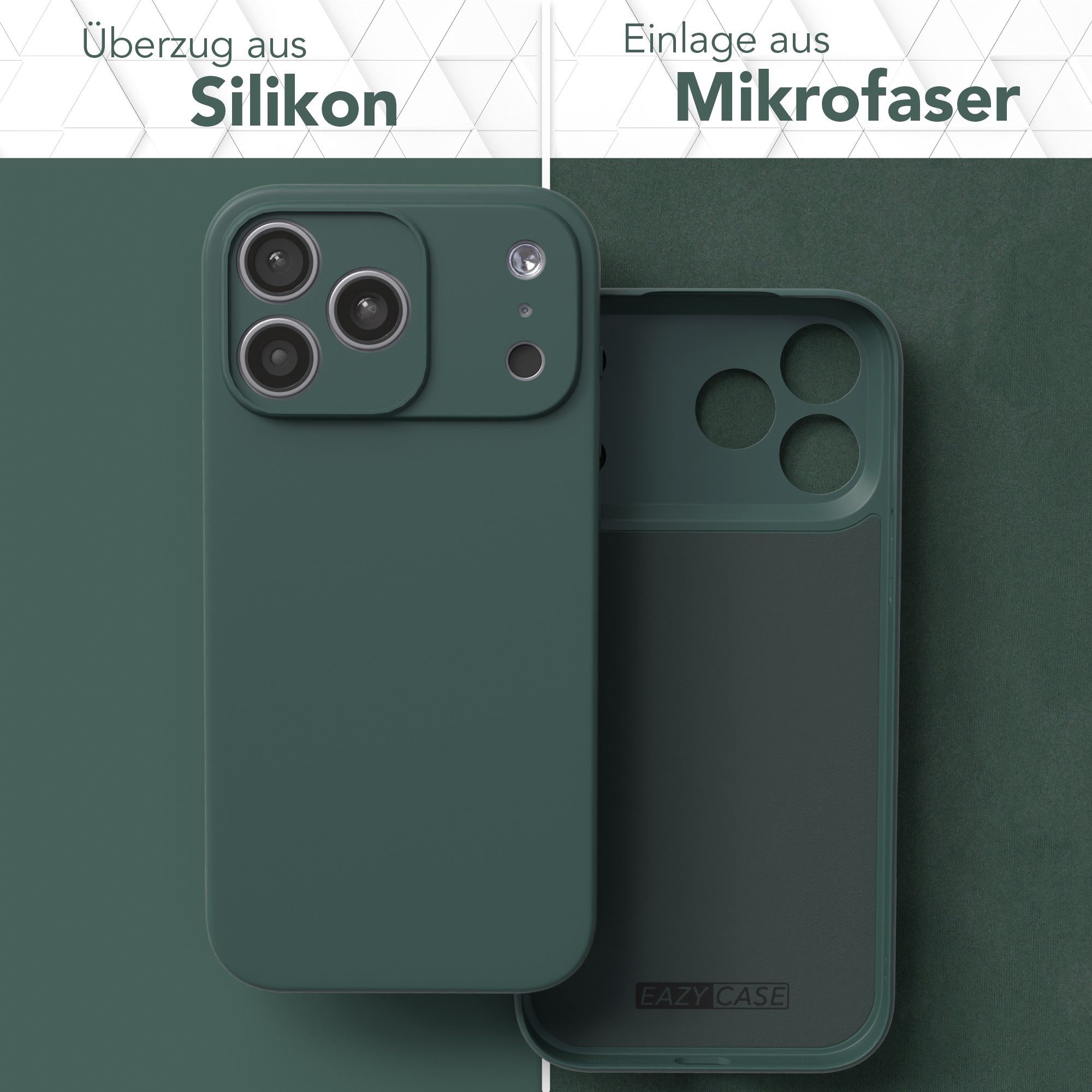 EAZY CASE Handyhülle für Apple iPhone 17 Pro Max Hülle Silikon 6,9 Zoll, Silikon Schutzhülle mit Kameraschutz kratzfestes Bumper Nachtgrün – Bild 3 von 5