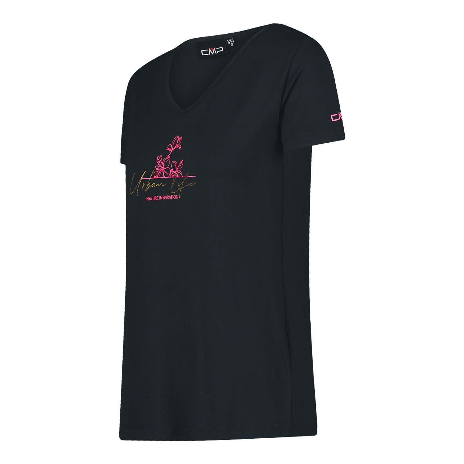02UN pink fluo Aufdruck Kurzarmshirt mit / T-Shirt antracite CMP