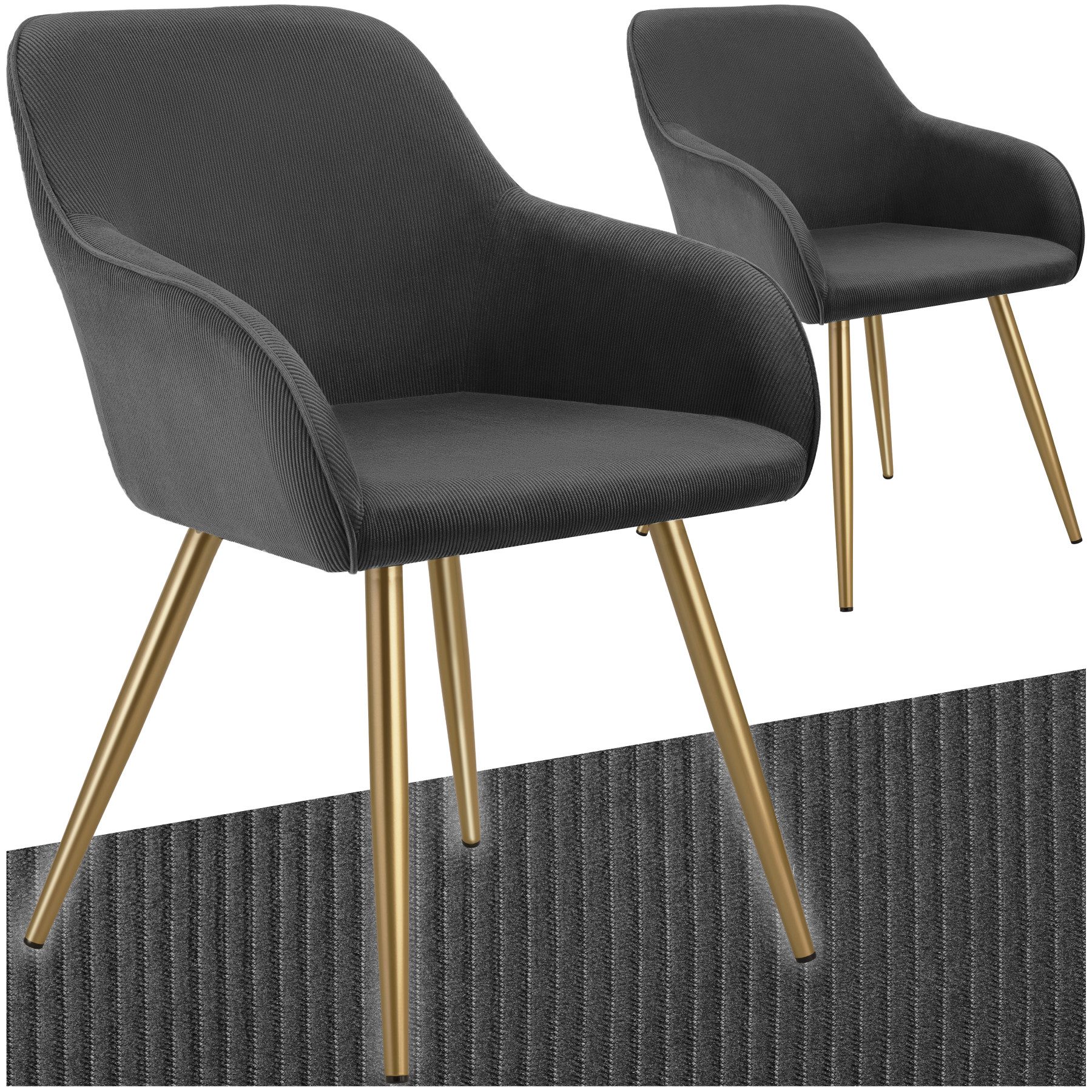 tectake Esszimmerstuhl Küchenstuhl Marilyn, Cordoptik, gepolstert günstig online kaufen