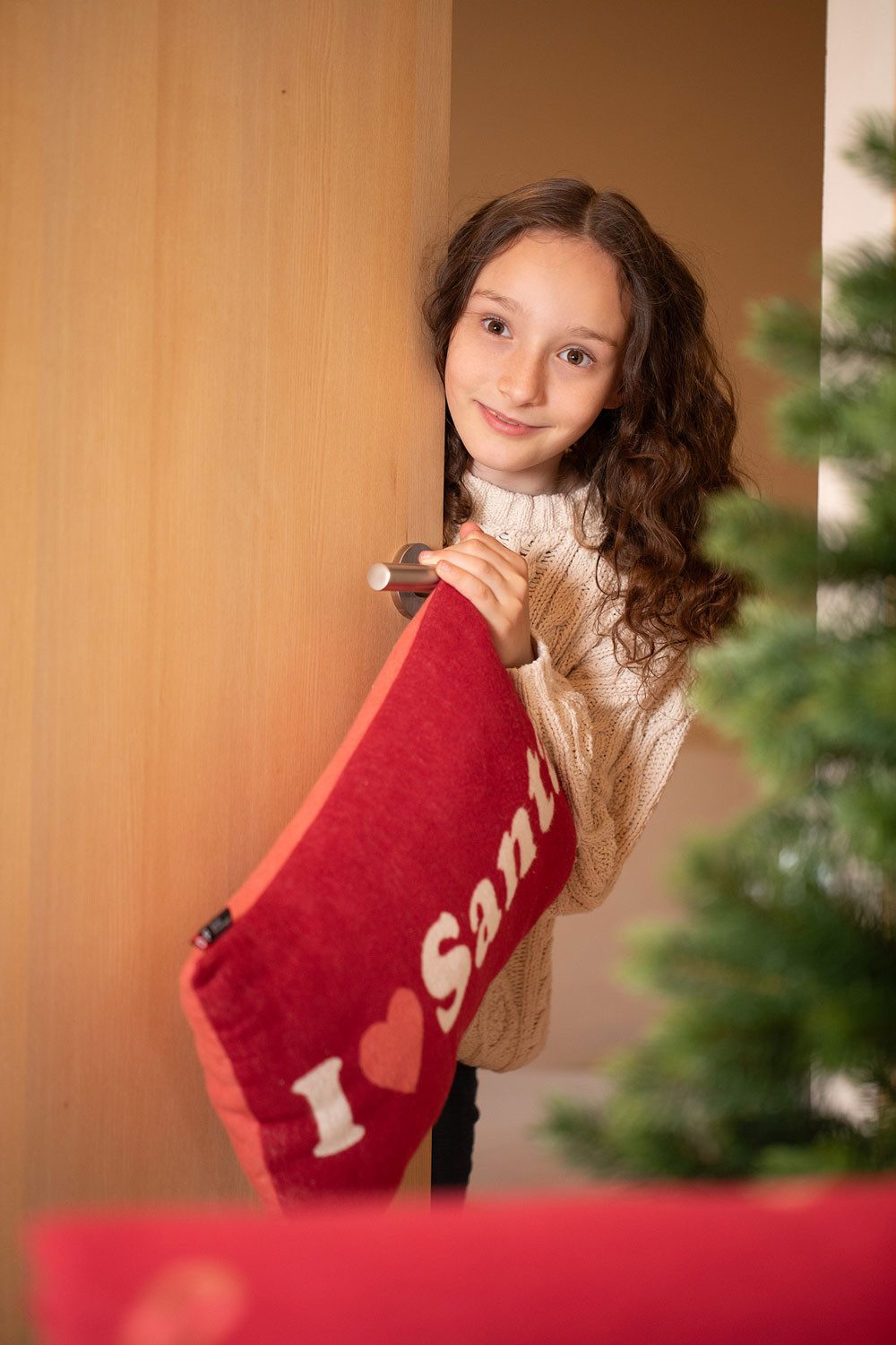 DAVID FUSSENEGGER Dekokissen gefüllt Silvretta 'I love santa' 30 x 50 cm Bordeaux- Rot