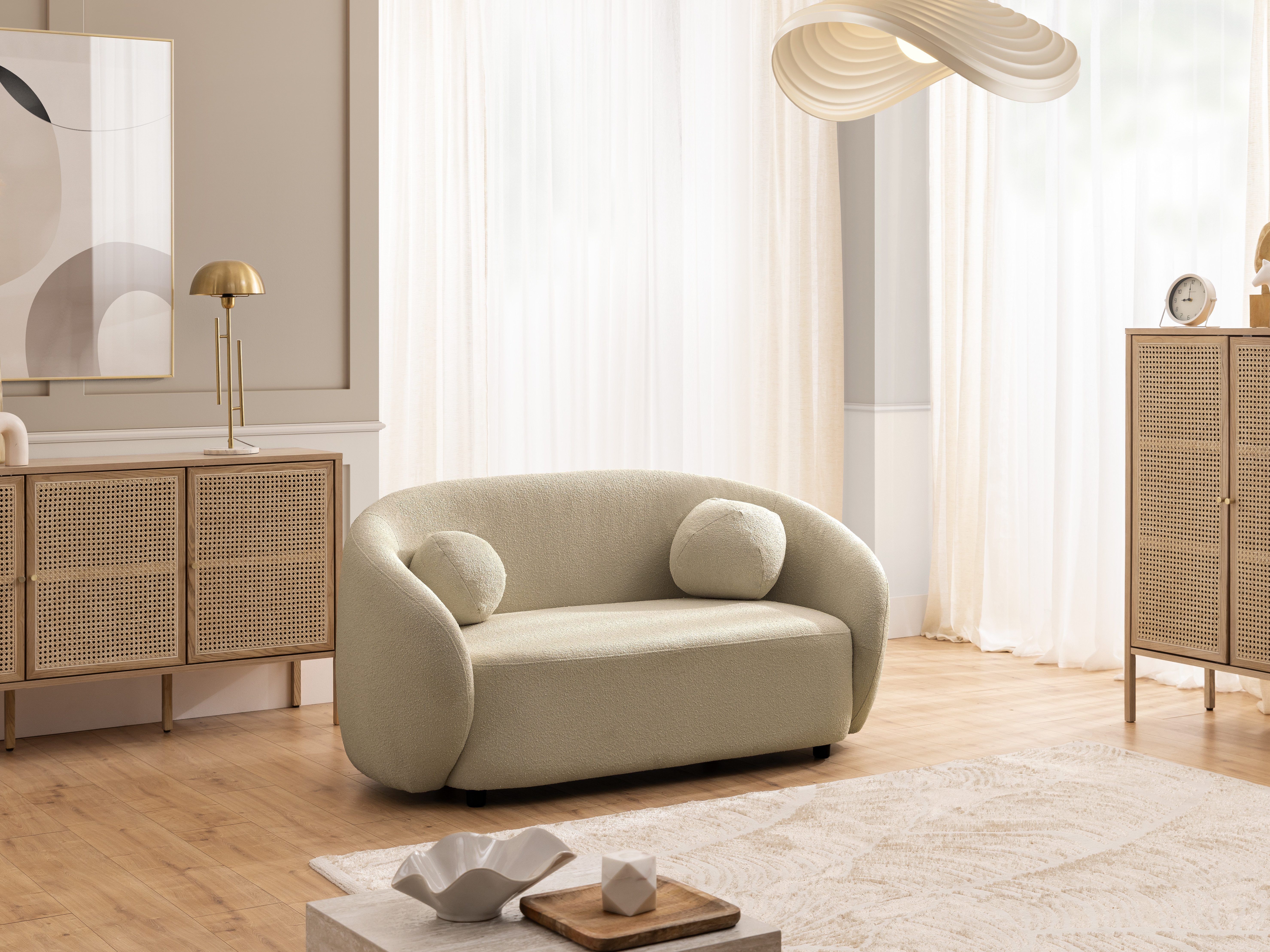 S-Style Möbel Polstergarnitur 2+1 Roundi, Bouclé, günstig online kaufen