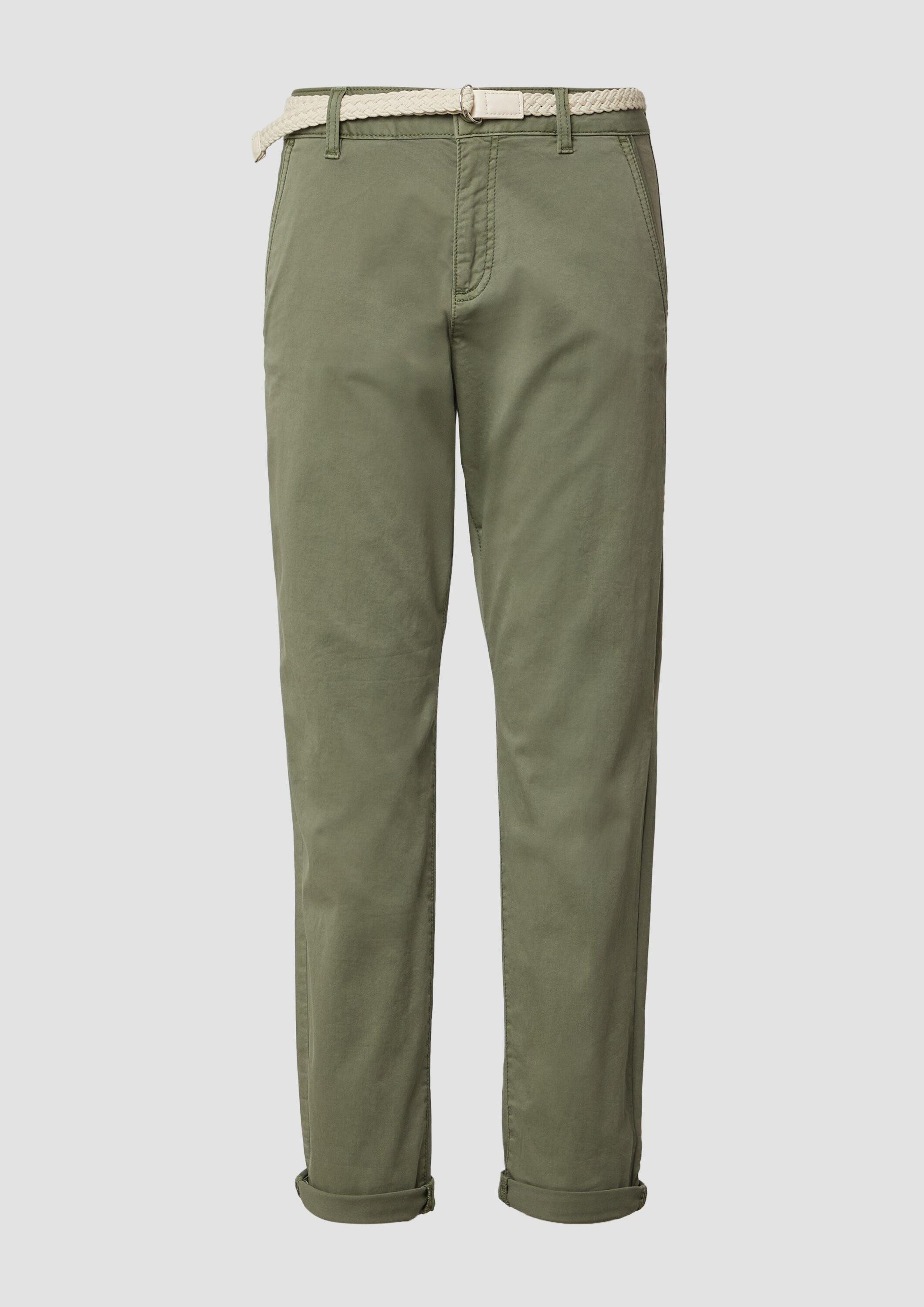 s.Oliver Chinos Hose CHINO Chino mit geflochtenem Gürtel und Garment Dye